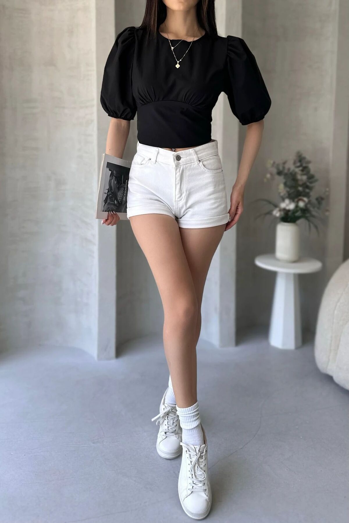 SYK Karpuz Kol Sırt Dekolteli Poplin Bluz
