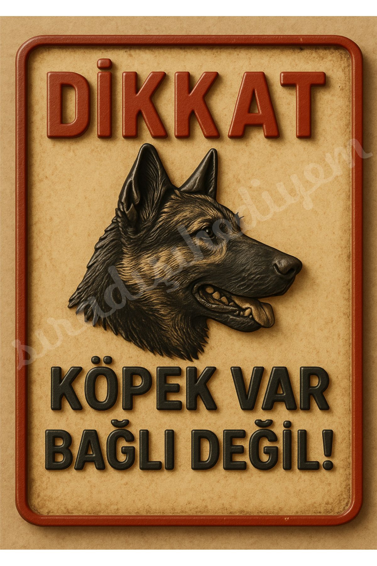 sıradışıhediyem METAL DİKKAT KÖPEK VAR BAĞLI DEĞİL UYARI LEVHASI 20X30 CM A4 EBATINDA