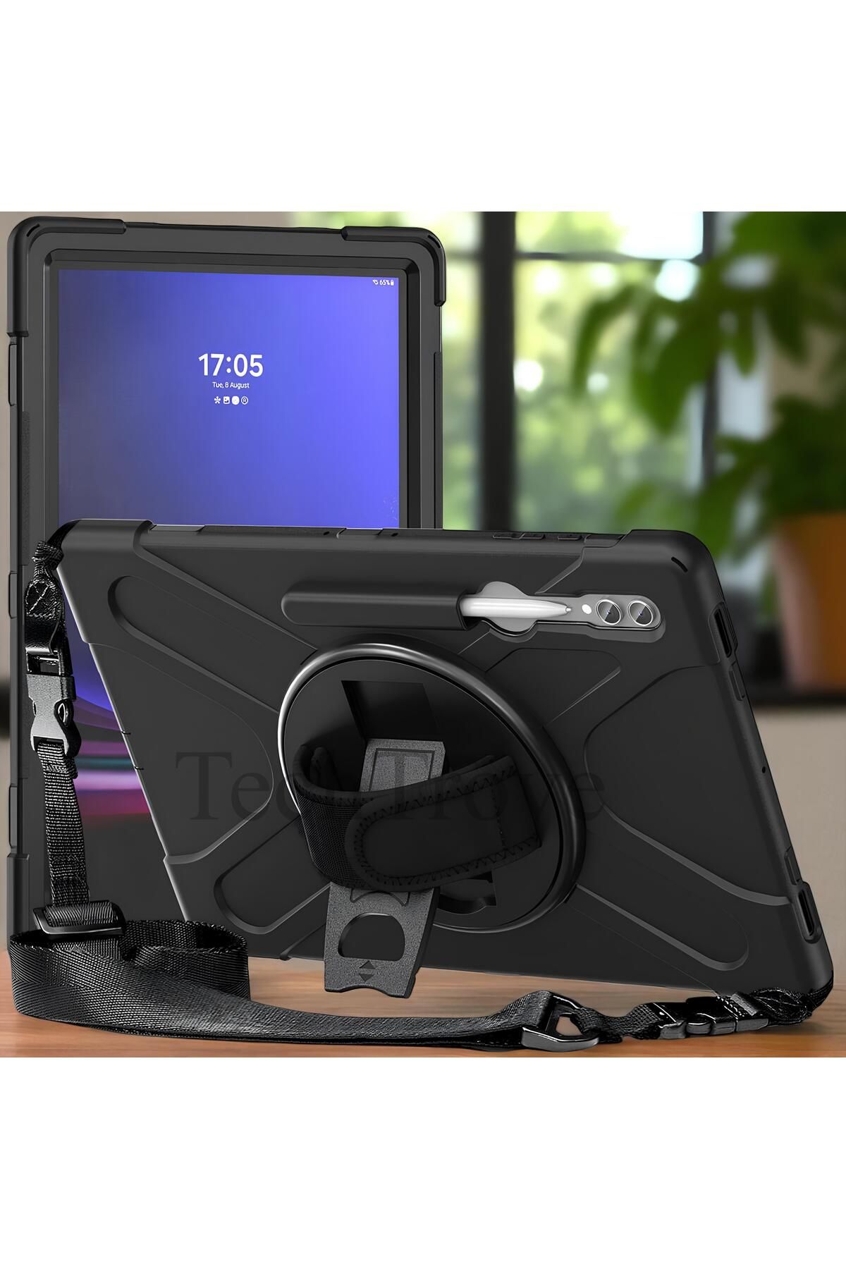 TechTrove Galaxy Tab S9 Ultra Kılıf Maksimum Korumalı Askılı El Tutamaçlı Kılıf