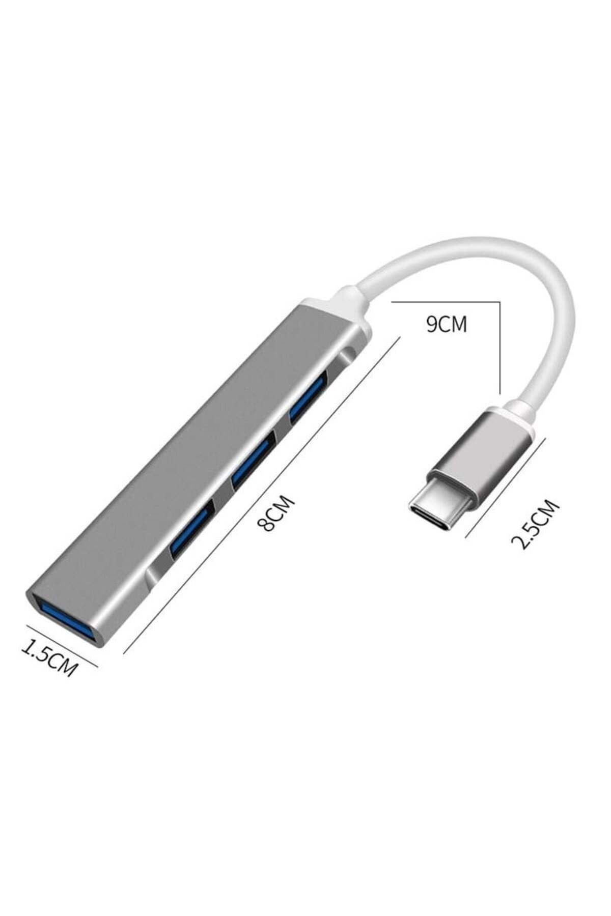 TECHSTAR-HUB USB Techstar® Diviso, USB Tip-C la 4 x USB 3.0, Aluminiu, Compact, Ușor, OTG, Argintiu 6