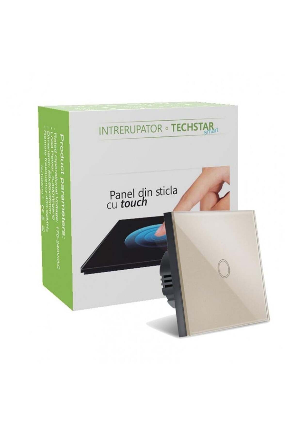 TECHSTAR-Întrerupător tactil ®, sticlă securizată, design modern, iluminare LED, monofazat, auriu 6