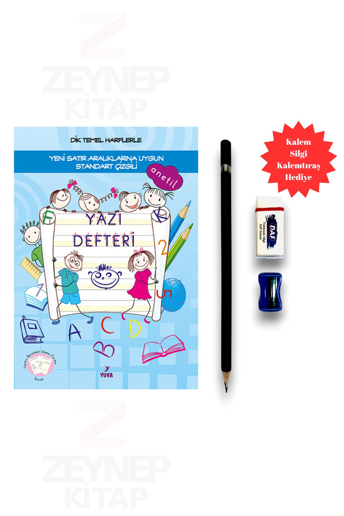 Yuva Yayınları Yeni Satır Aralıklarına Uygun Standart Çizgili Yazı Defteri Mavi(Küçük Boy)(Başlangıç Seti Hediye)