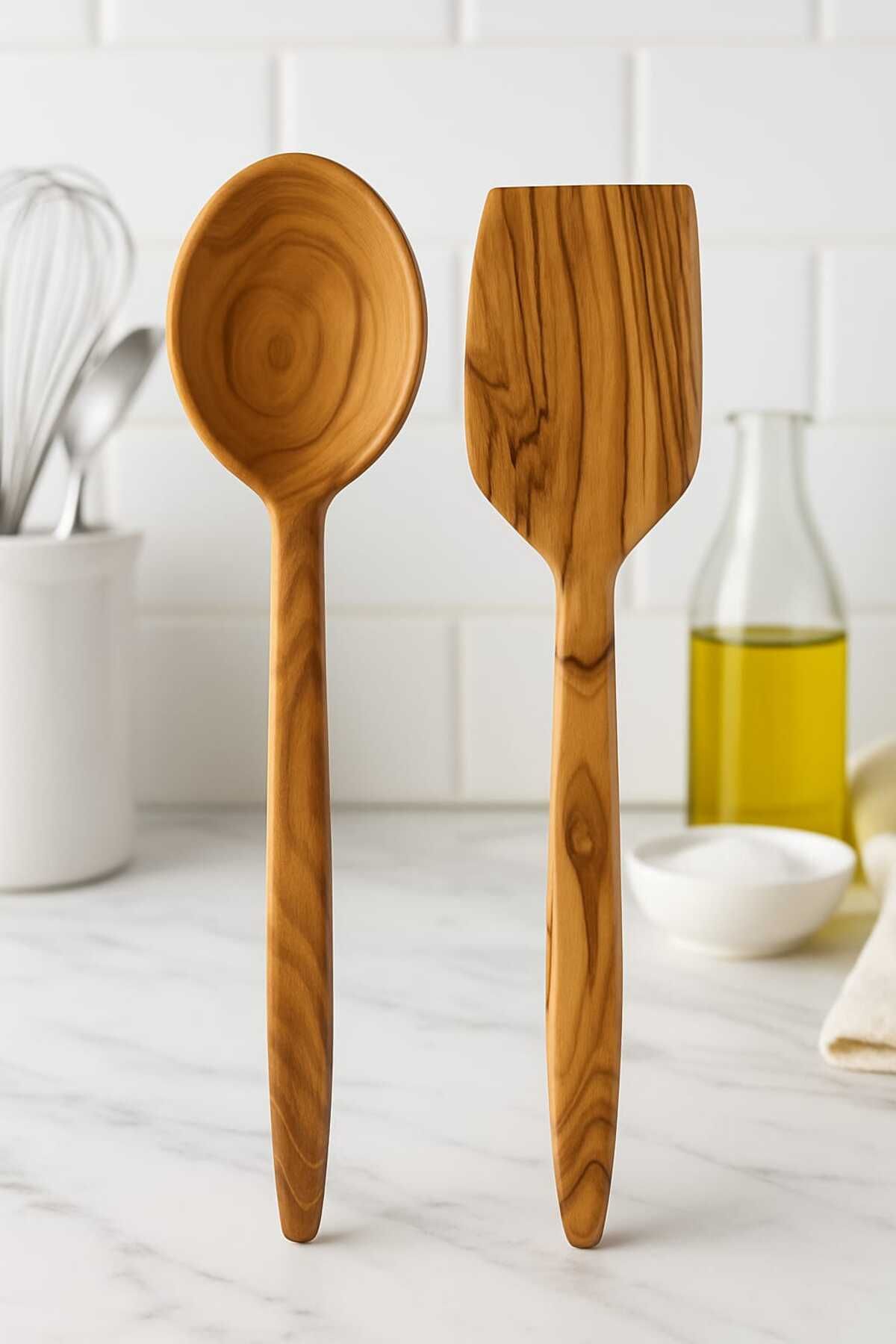 kamptek kamp teknolojisi Zeytin Ağacı %100 Doğal El Yapımı Tahta Kaşık Spatula 1 Parça Ahşap Yemek Servis 1 Adet Kaşık 29 cm