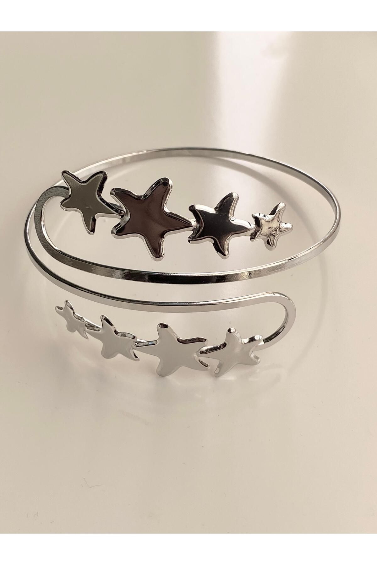sain jewelry Gümüş Rengi Yıldızlı Kol Aksesuarı Pazu bilekliği