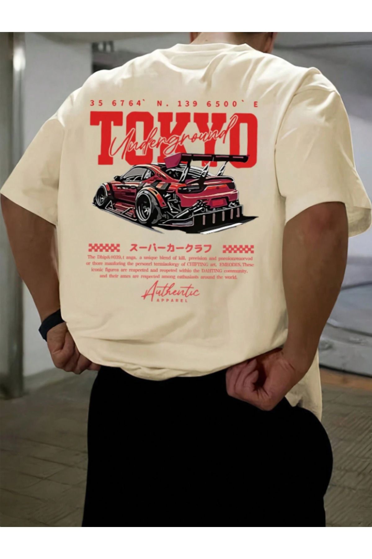 Framgan Erkek/Kadın TOKYO DRİFT Detaylı Özel Baskılı Günlük Kısa Kol Bisiklet Yaka T-Shirt