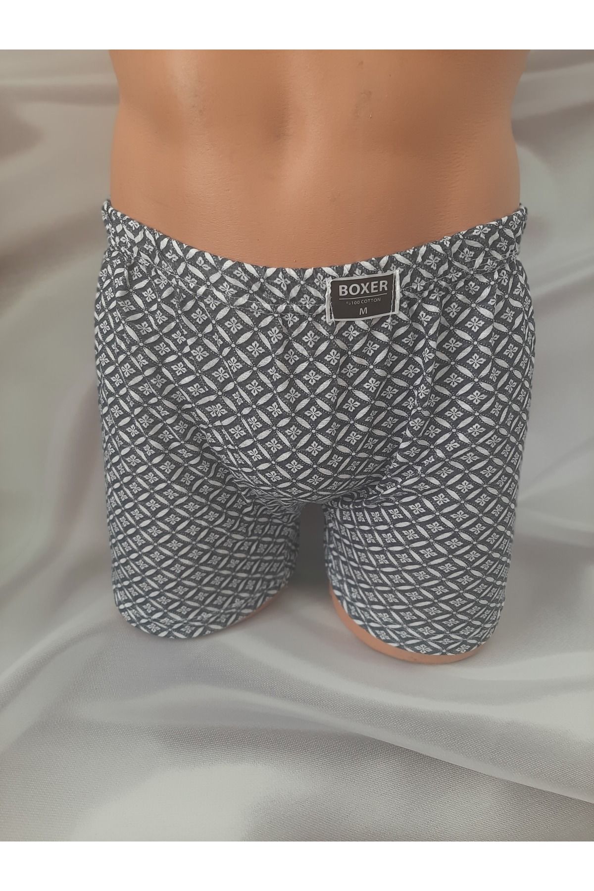 Butik Lacivert desenli %100 pamuk cotton erkek rahat boxer