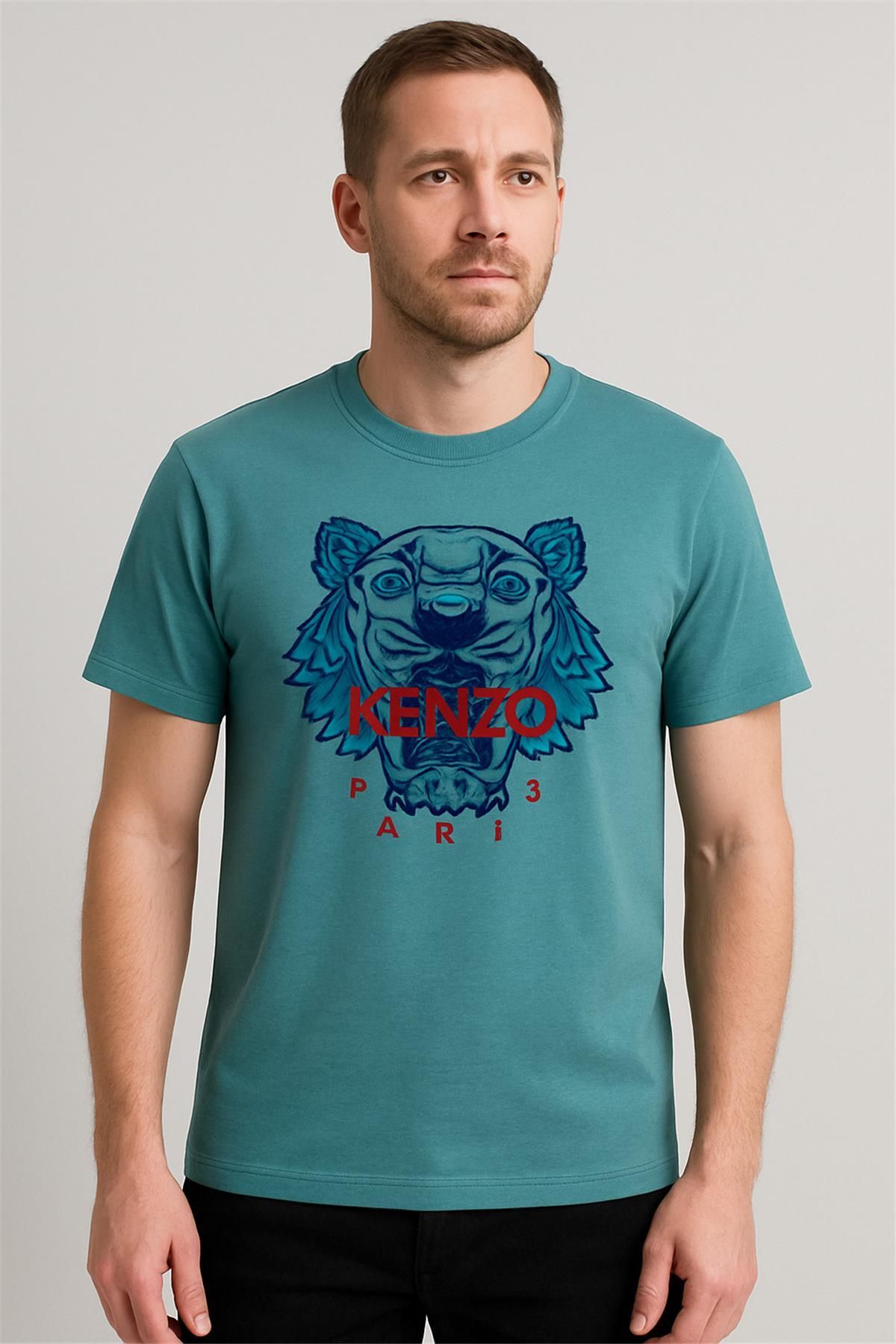 Kenzo Collection KENZO PARİS BİSİKLET YAKA PAMUK PENYE TSHİRT MAVİ