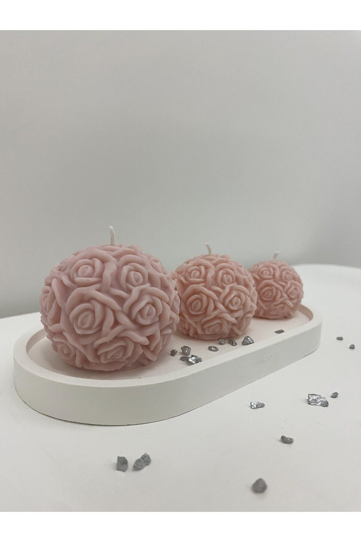 Nox Atelier 3'lü Gül Mum & Dekoratif Tabak