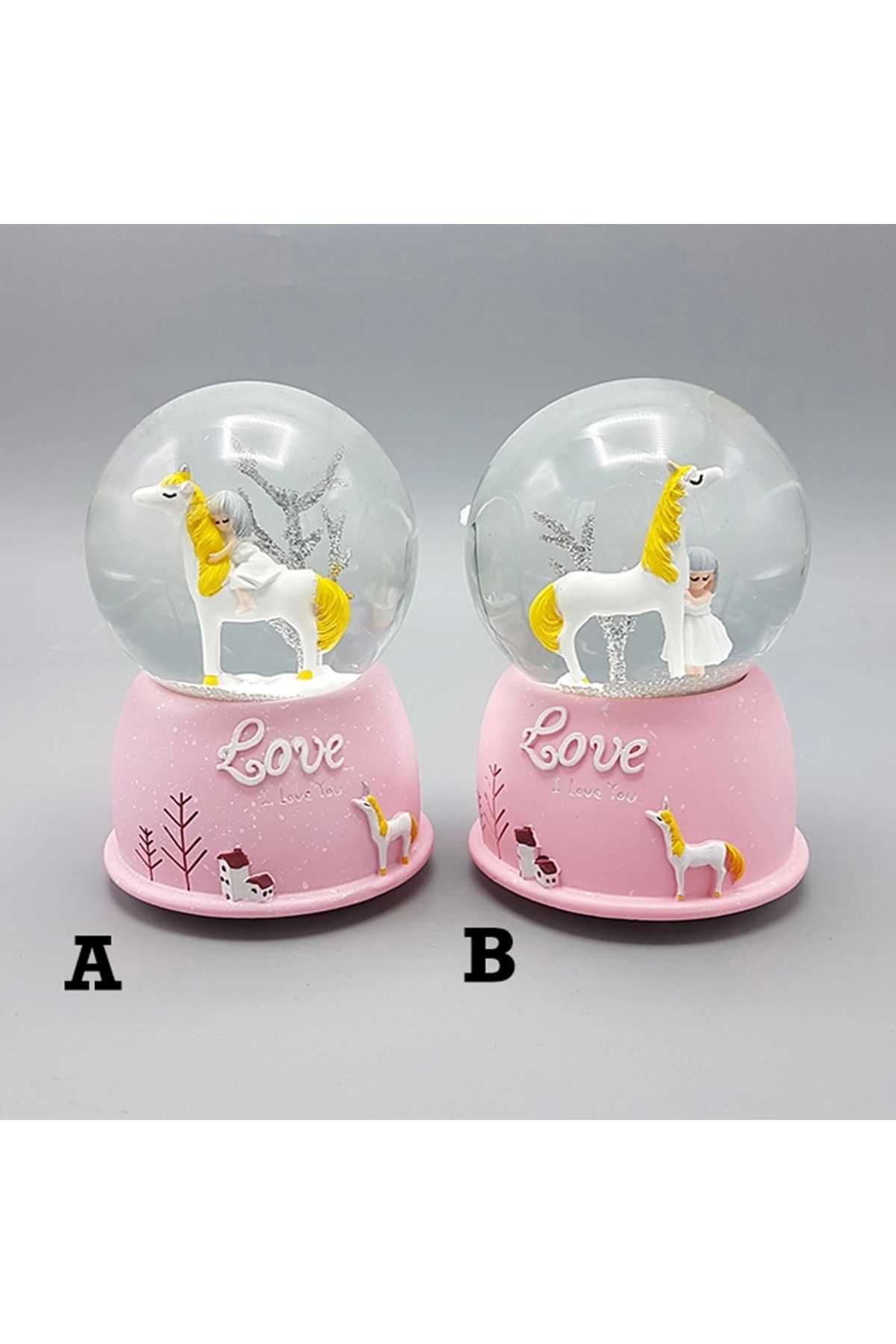 shop Mini Işıklı Sevimli Atlı Kız Kar Küresi