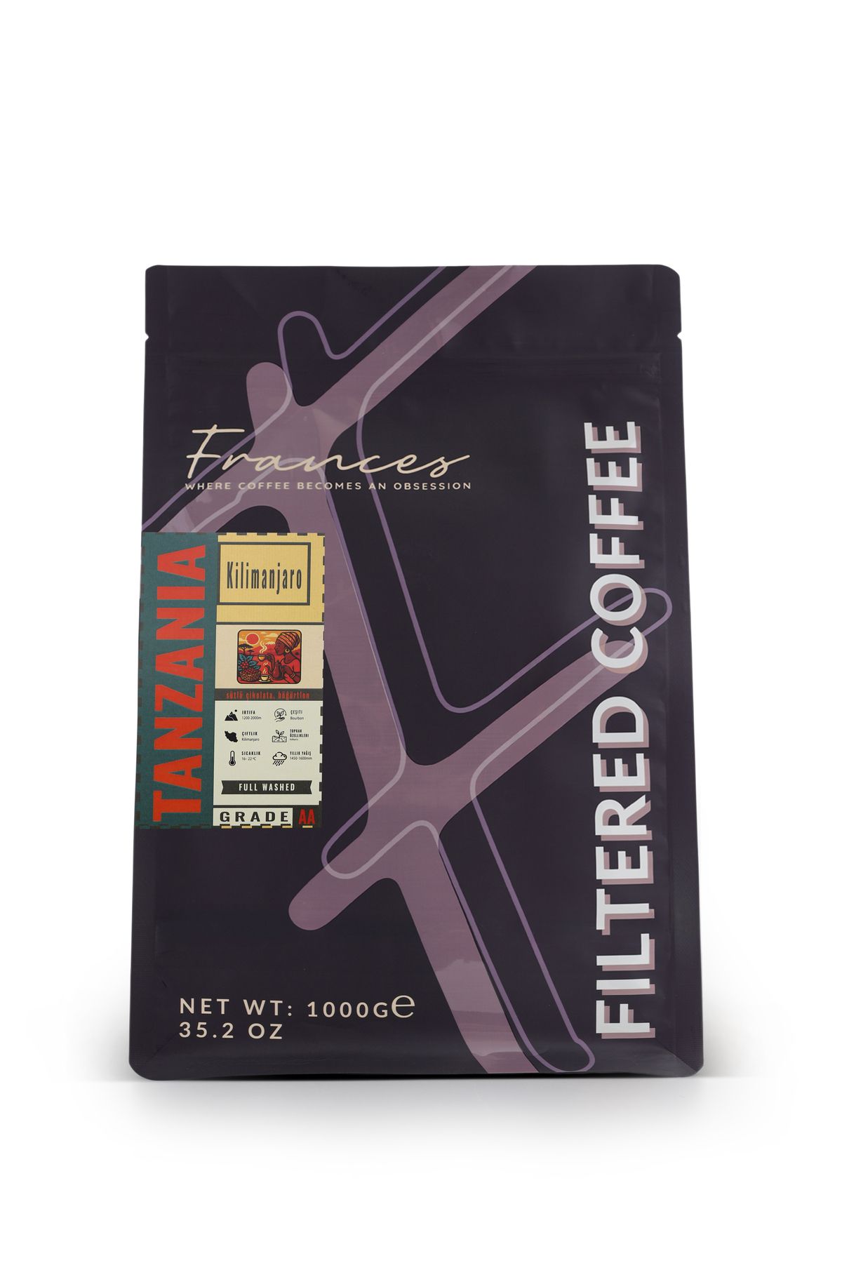 FRANCES Tanzania Kilimanjaro Öğütülmüş Filtre Kahve 1KG