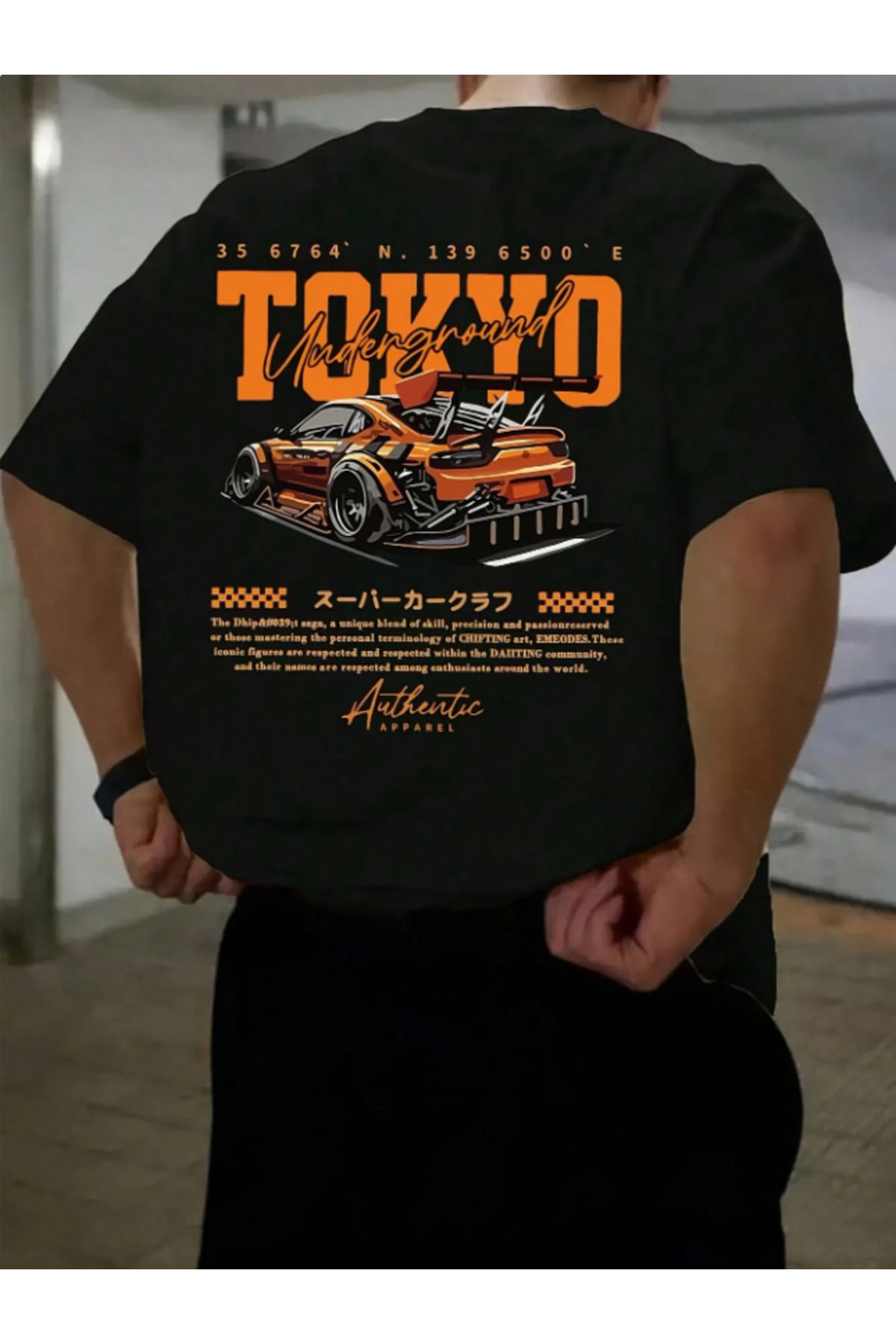 Framgan Erkek/Kadın TOKYO DRİFT Detaylı Özel Baskılı Günlük Kısa Kol Bisiklet Yaka T-Shirt