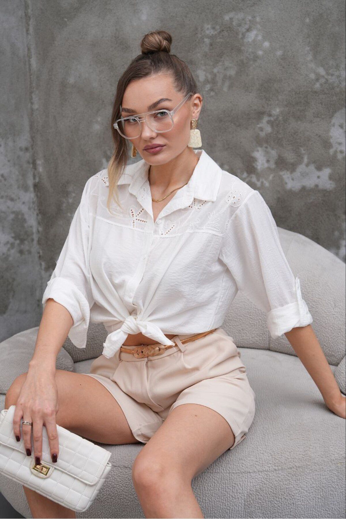 Wishatelier Fisto Detayı Oversize Gömlek