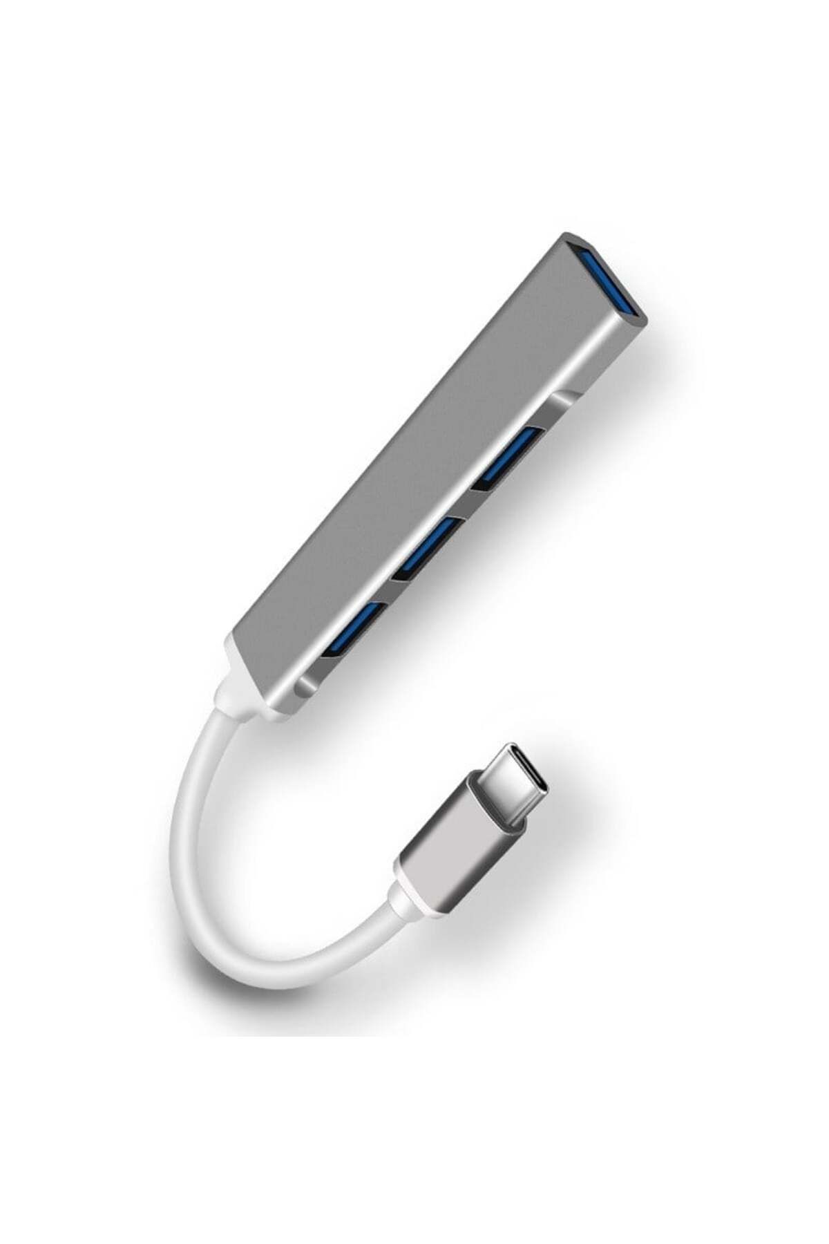 TECHSTAR-HUB USB Techstar® Diviso, USB Tip-C la 4 x USB 3.0, Aluminiu, Compact, Ușor, OTG, Argintiu 5