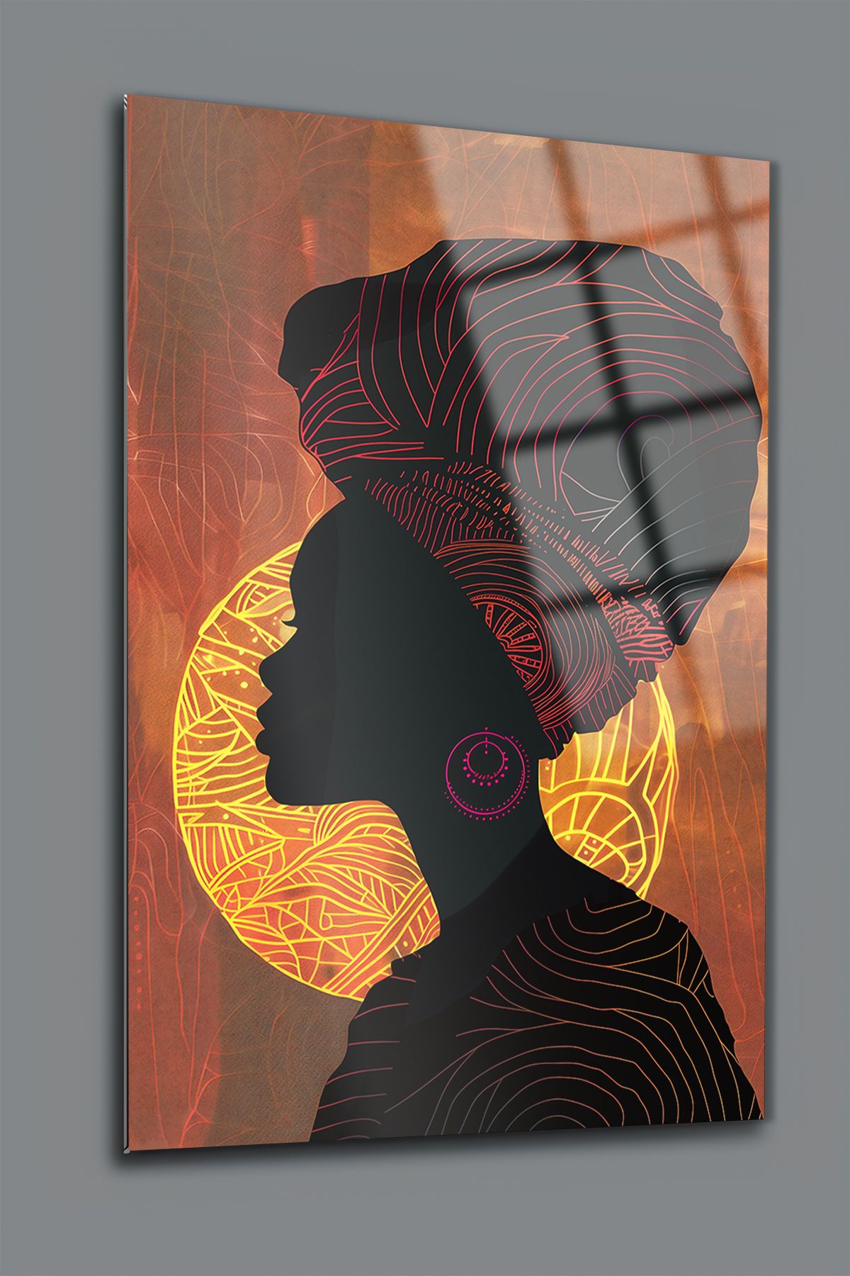glassartdesign Afrikalı Kadın Cam Tablo-3 - Modern Tablo-Salon Tablosu