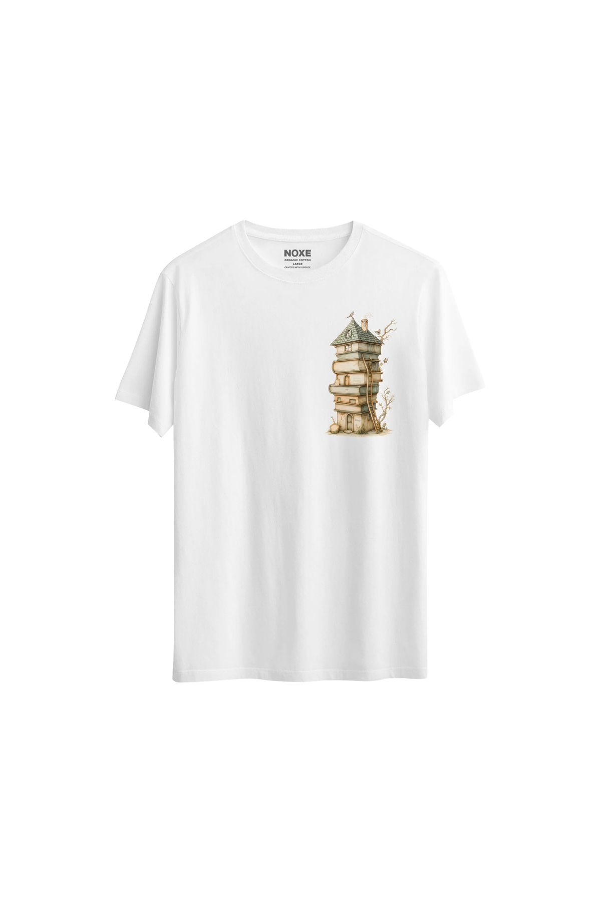 NOXE CLUB The Library That Grew Roots Regular Beyaz T-Shirt