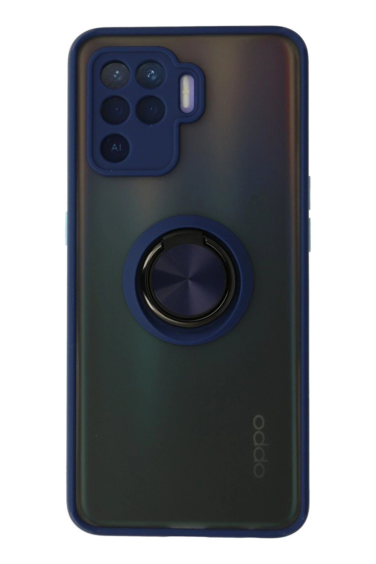 Toptan Bulurum Oppo Reno 5 Lite Kılıf Montreal Yüzüklü Silikon Kapak - Lacivert