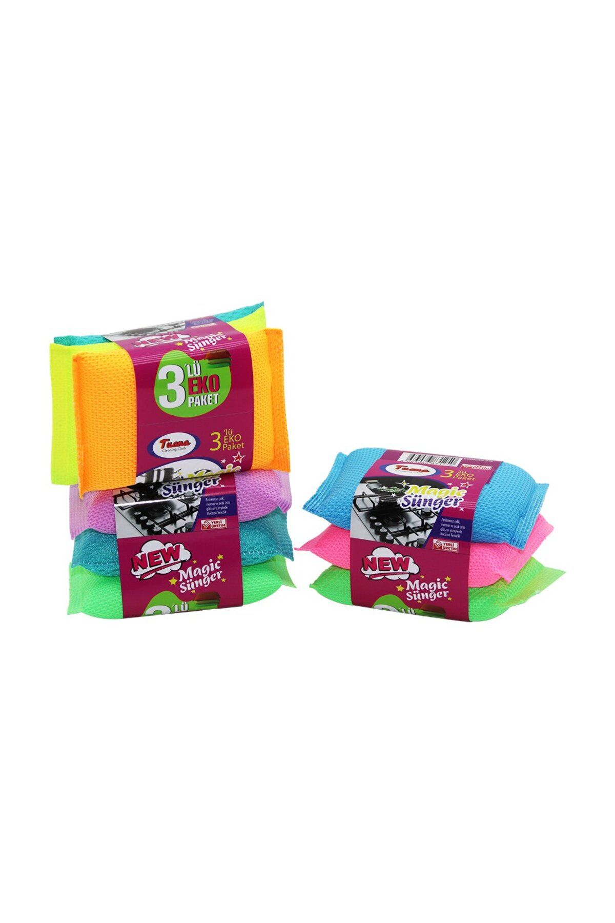 STOREMAX 3 PCS MAGİC SİHİRLİ BULAŞIK SÜNGERİ PETEK DOKULU BEZ KAPLI SÜNGER