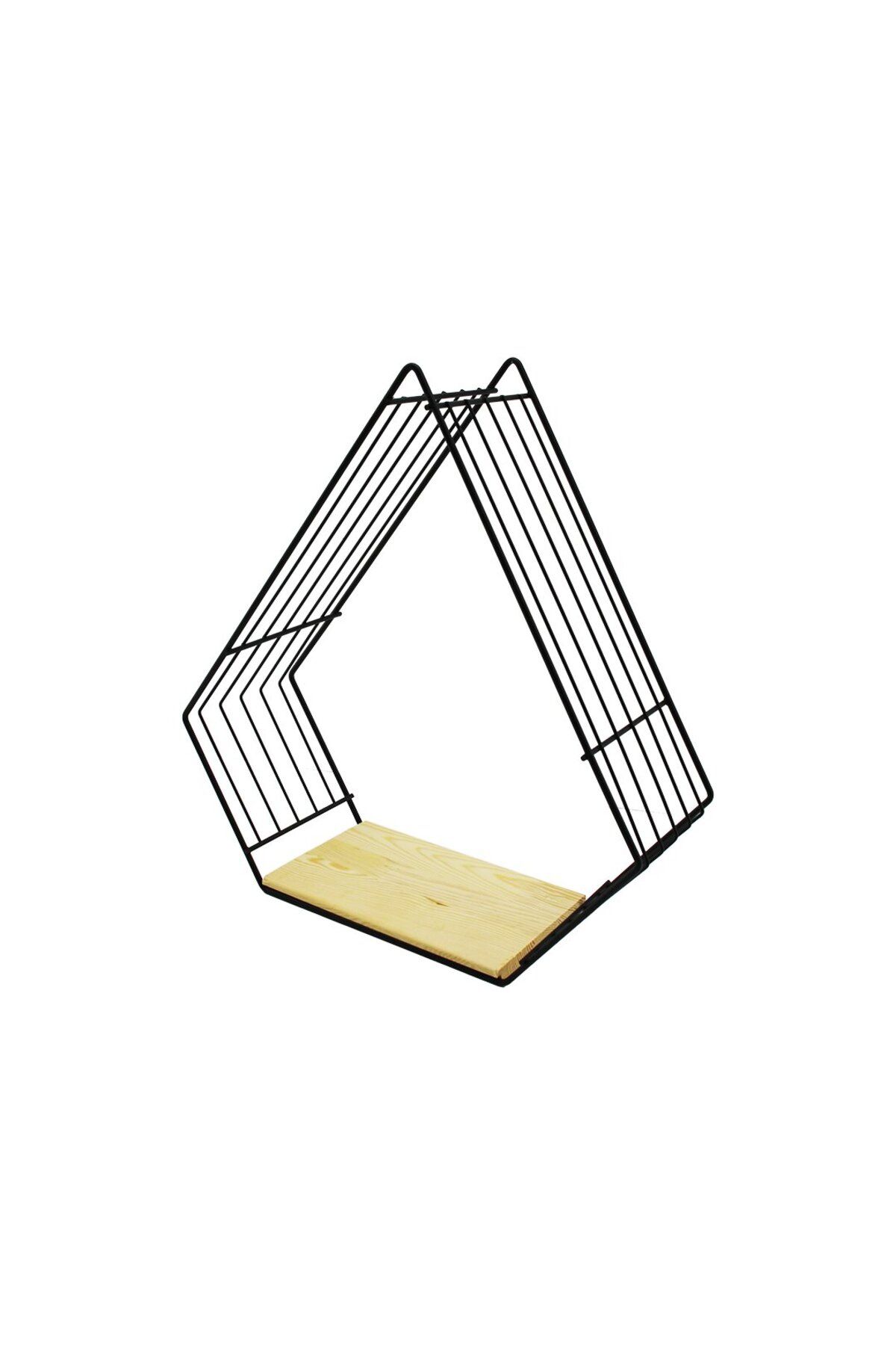 STOREMAX nffastore PİRAMİT AHŞAP TABANLI TEK KATLI METAL DEKORATİF DUVAR RAF Star Collectionbuy 1051353