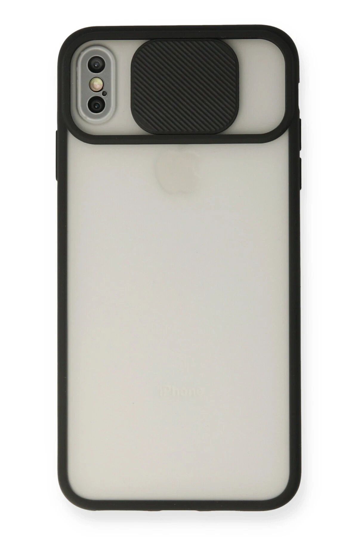 Toptan Bulurum iPhone X Kılıf Palm Buzlu Kamera Sürgülü Silikon - Siyah
