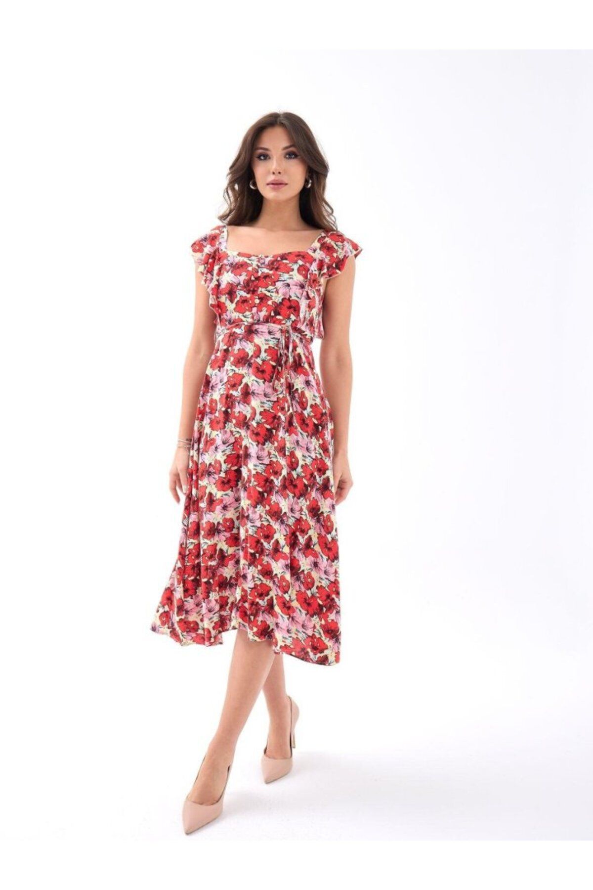 ETİLER COLLECTION 5370 ELBİSE-KIRMIZI