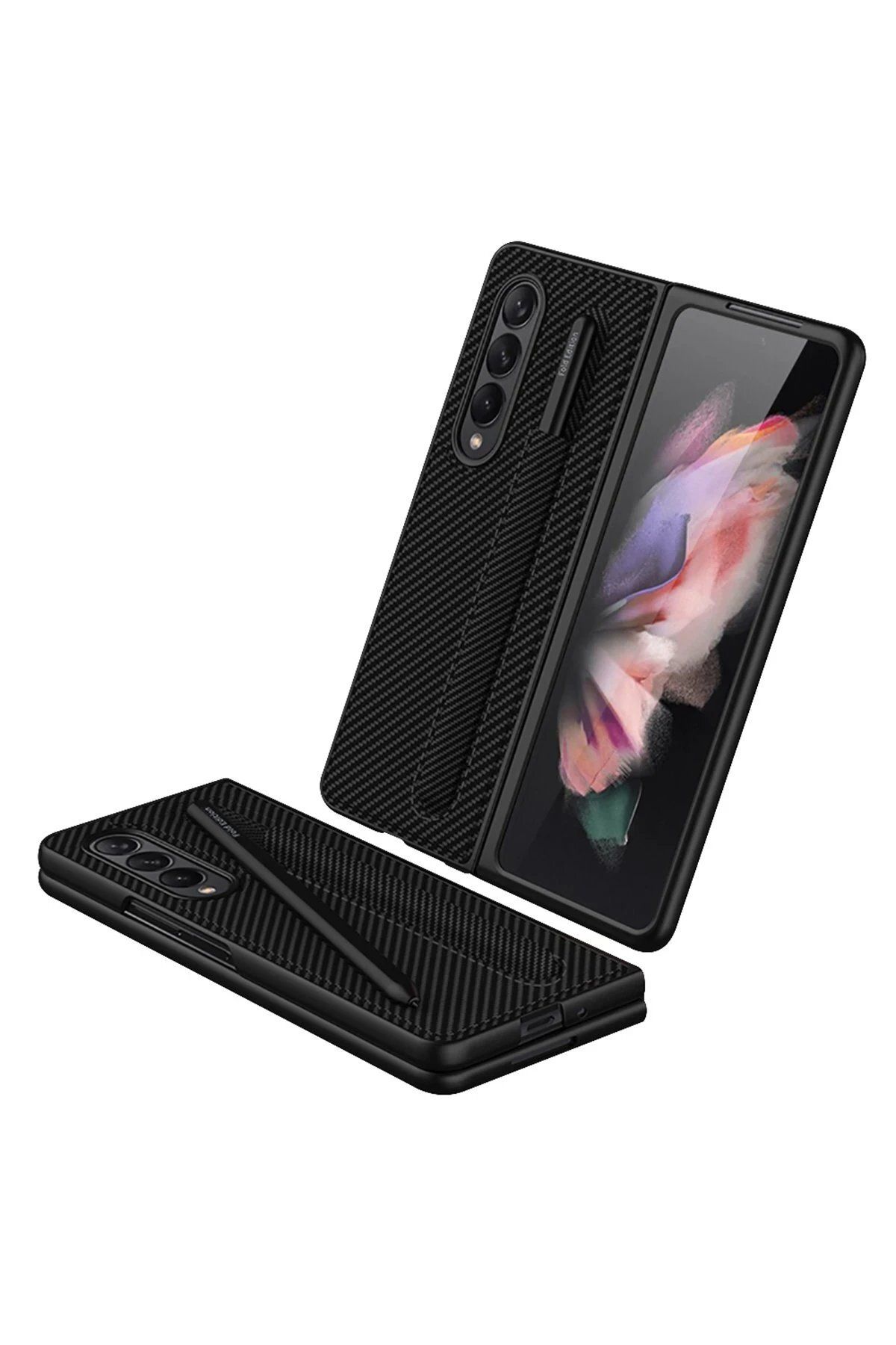 Toptan Bulurum Samsung Galaxy Z Fold 3 Kılıf Fold Kapak - Karbon