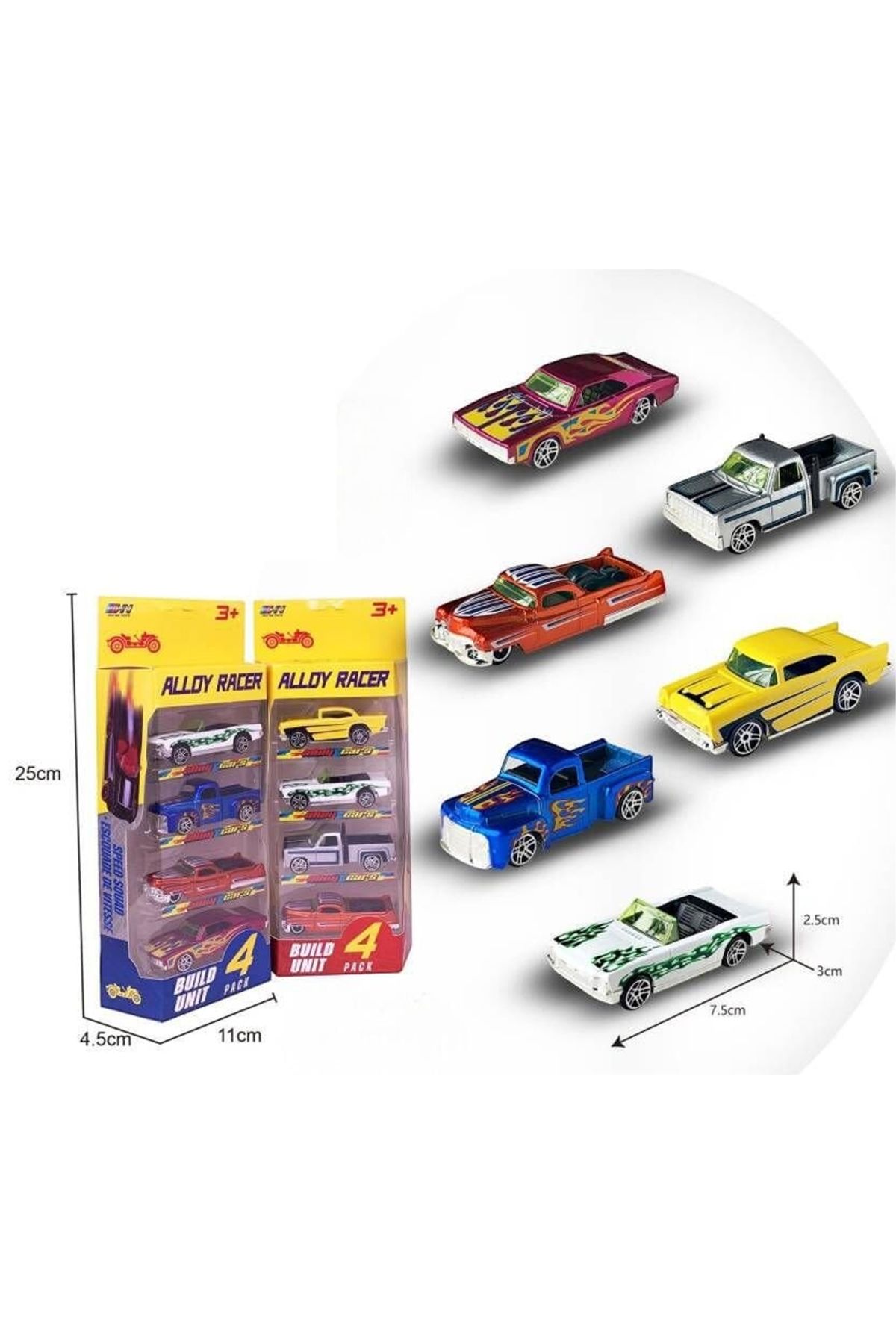 Shoplandu Nostaljik Özel 4'lü Metal Araba Vintage Klasik Model Nostaljik Diecast Araba Seti