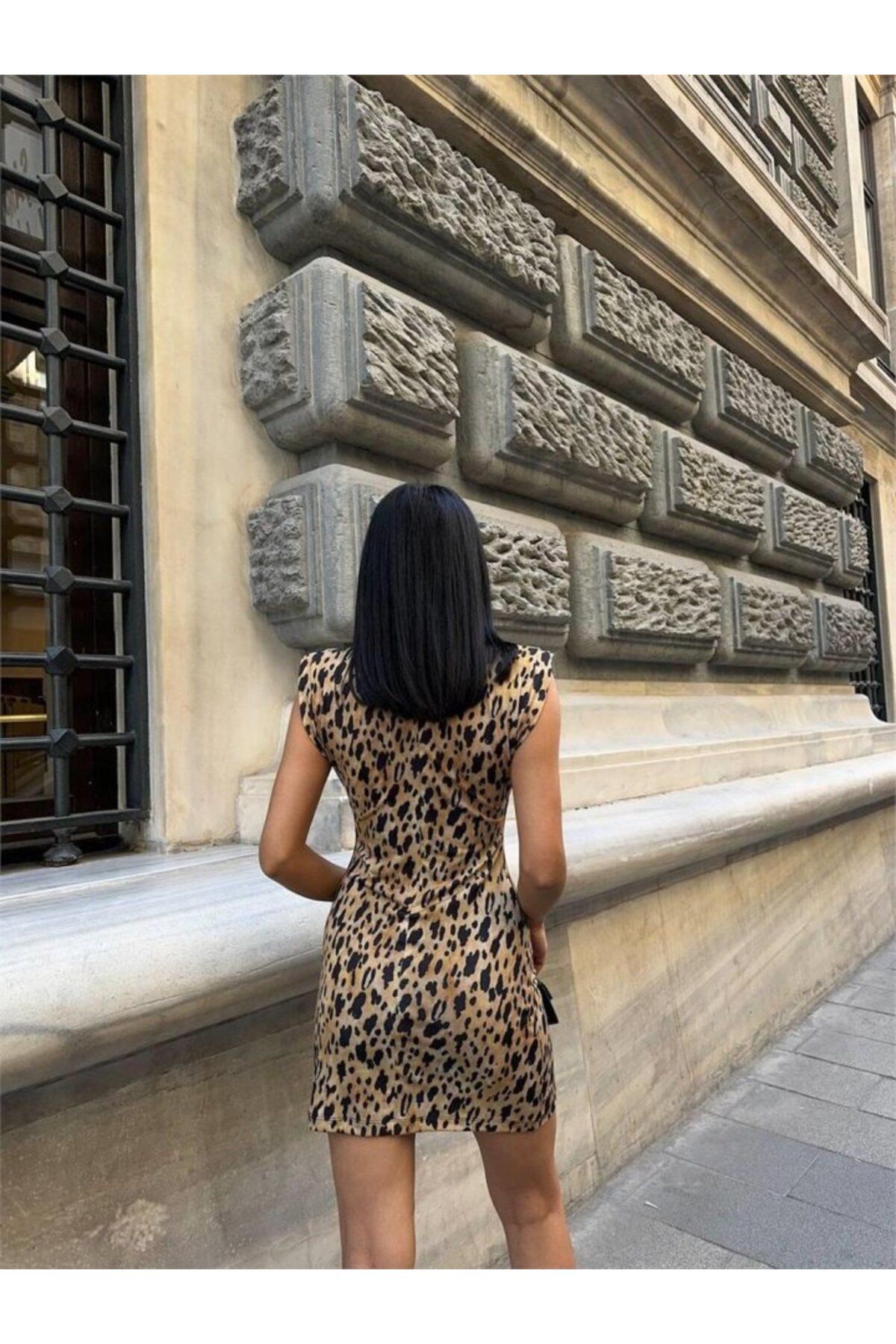ETİLER COLLECTION LEOPAR KISA ELBİSE SANDY - Leopar