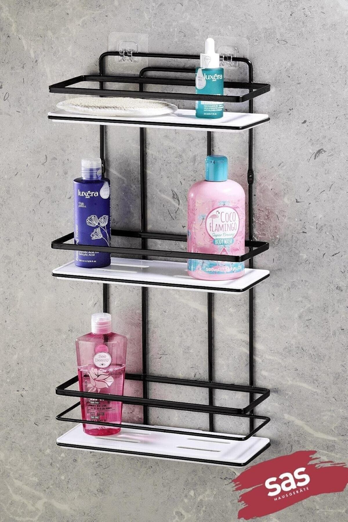 STOREMAX nffastore Haus Yapışkanlı Ömür Boyu Paslanmaz Ayarlanabilir Raf Banyo Düzenleyici Şampuanlık