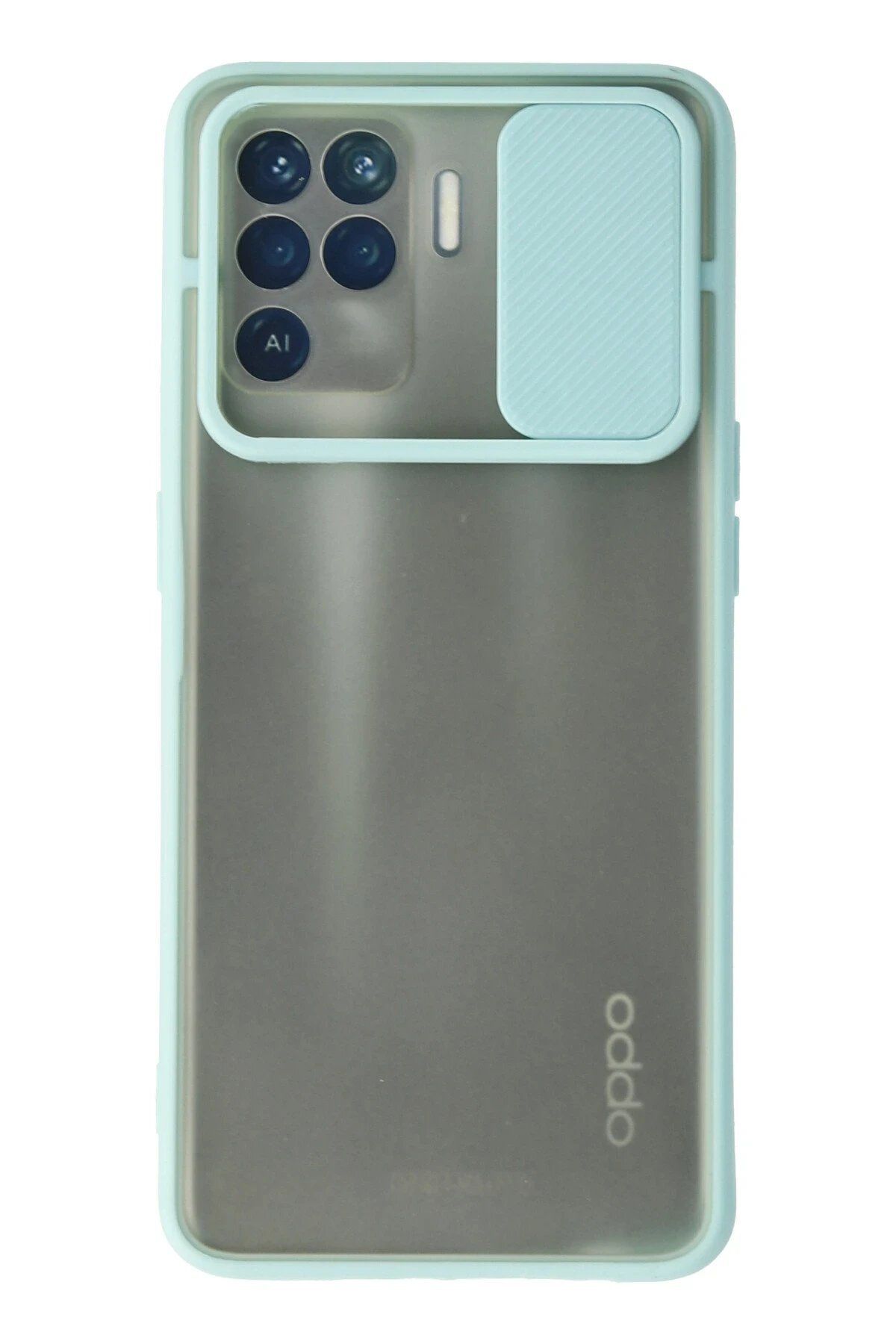 Toptan Bulurum Oppo Reno 5 Lite Kılıf Palm Buzlu Kamera Sürgülü Silikon - Turkuaz