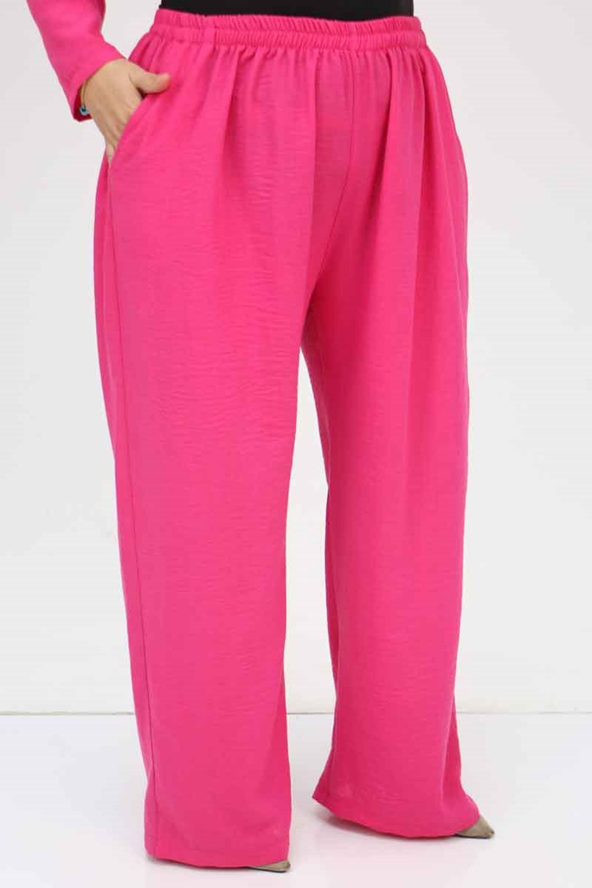 Eslina-57301 Large Size Different Fabric Combination Triple Set - Fuchsia 6