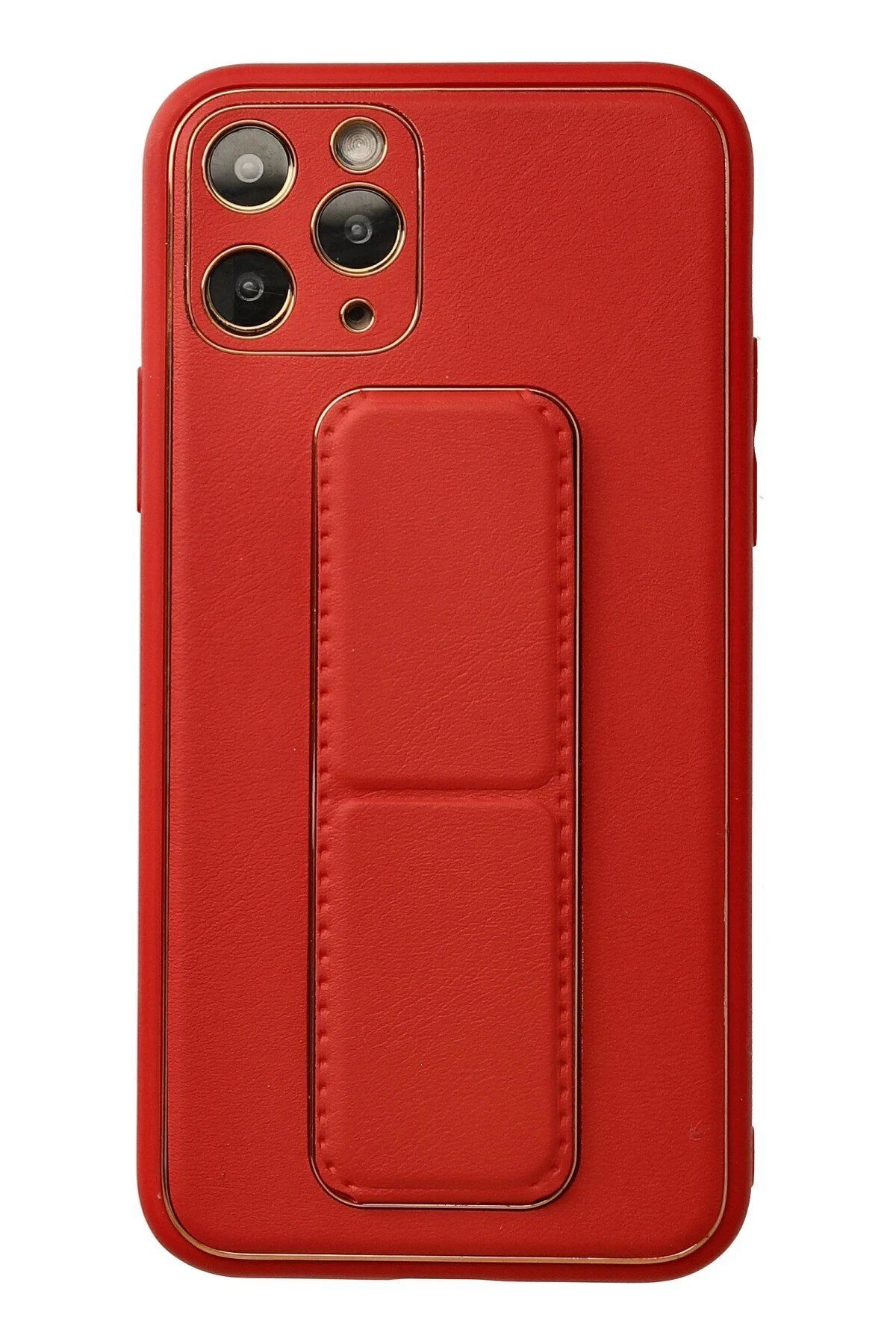 Toptan Bulurum iPhone 11 Pro Kılıf Coco Deri Standlı Kapak - Kırmızı