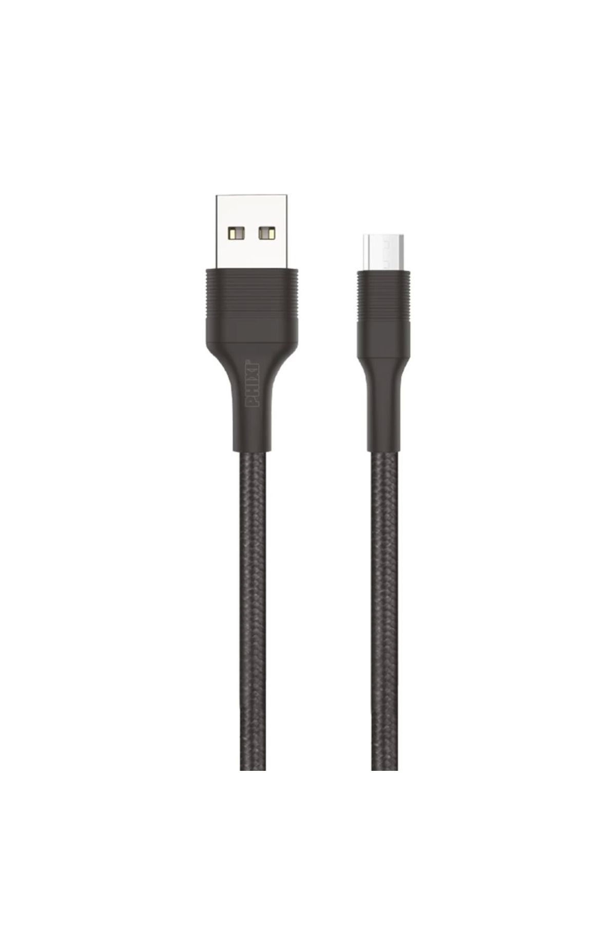 CANSA Hasır Örgü Ve Ekstra Güçlendirilmiş Silikon Başlıklı Micro Usb Uyumlu Hızlı Şarj Ve Data Kablo Siyah