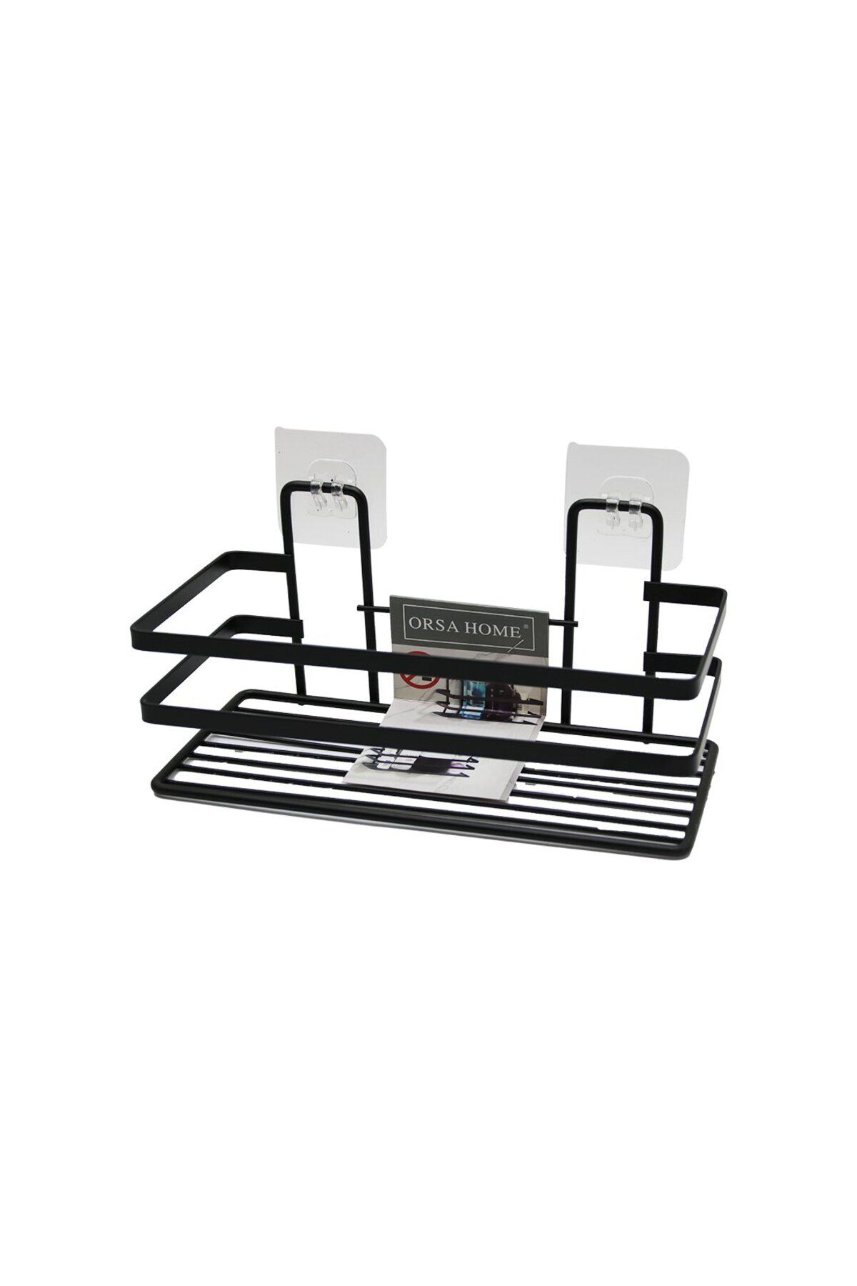 STOREMAX jvnnastore YAPIŞKANLI ASKILI ÇOK AMAÇLI SİYAH KARE BANYO RAF trendyfr 646268