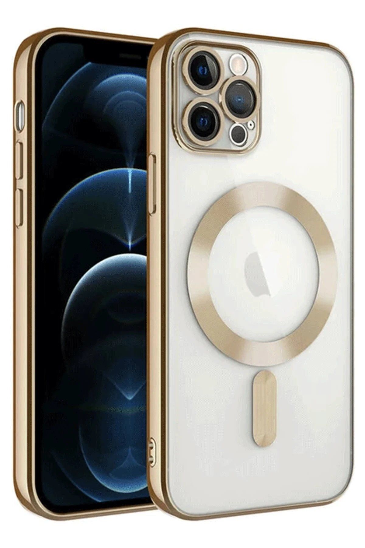 Toptan Bulurum iPhone 14 Pro Max Kılıf Kross Magneticsafe Kapak - Gold