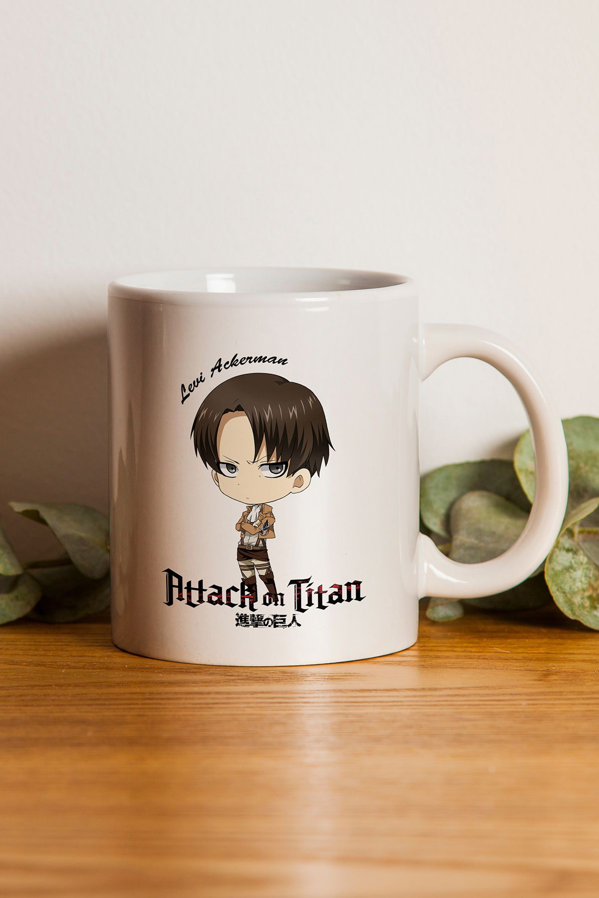 gavebutik Attack On Titan ''Levi Ackerman'' Baskılı Hediyelik Seramik Kupa Bardak Makinede Yıkanabilir