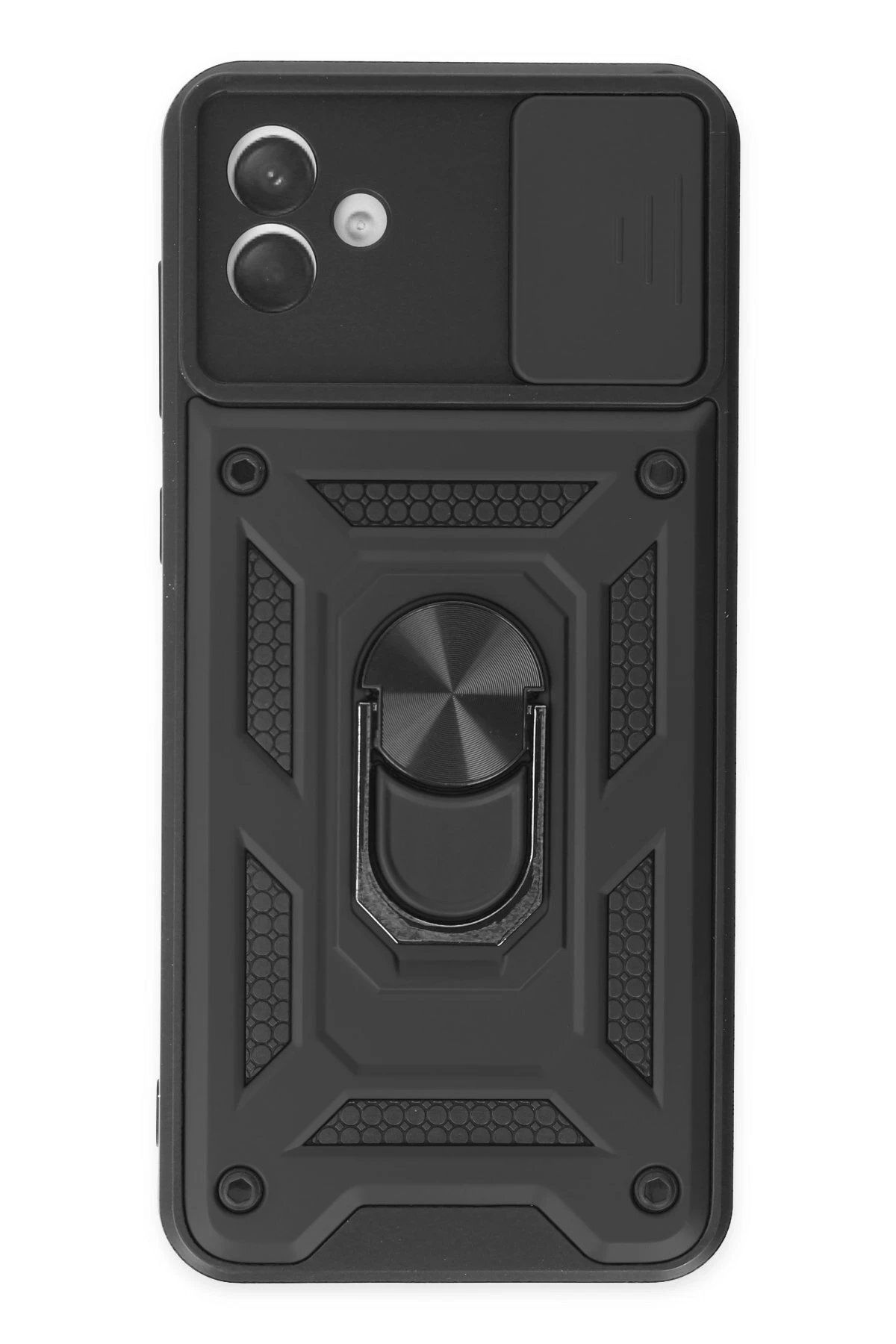 Toptan Bulurum Samsung Galaxy A04 Kılıf Pars Lens Yüzüklü Silikon - Siyah