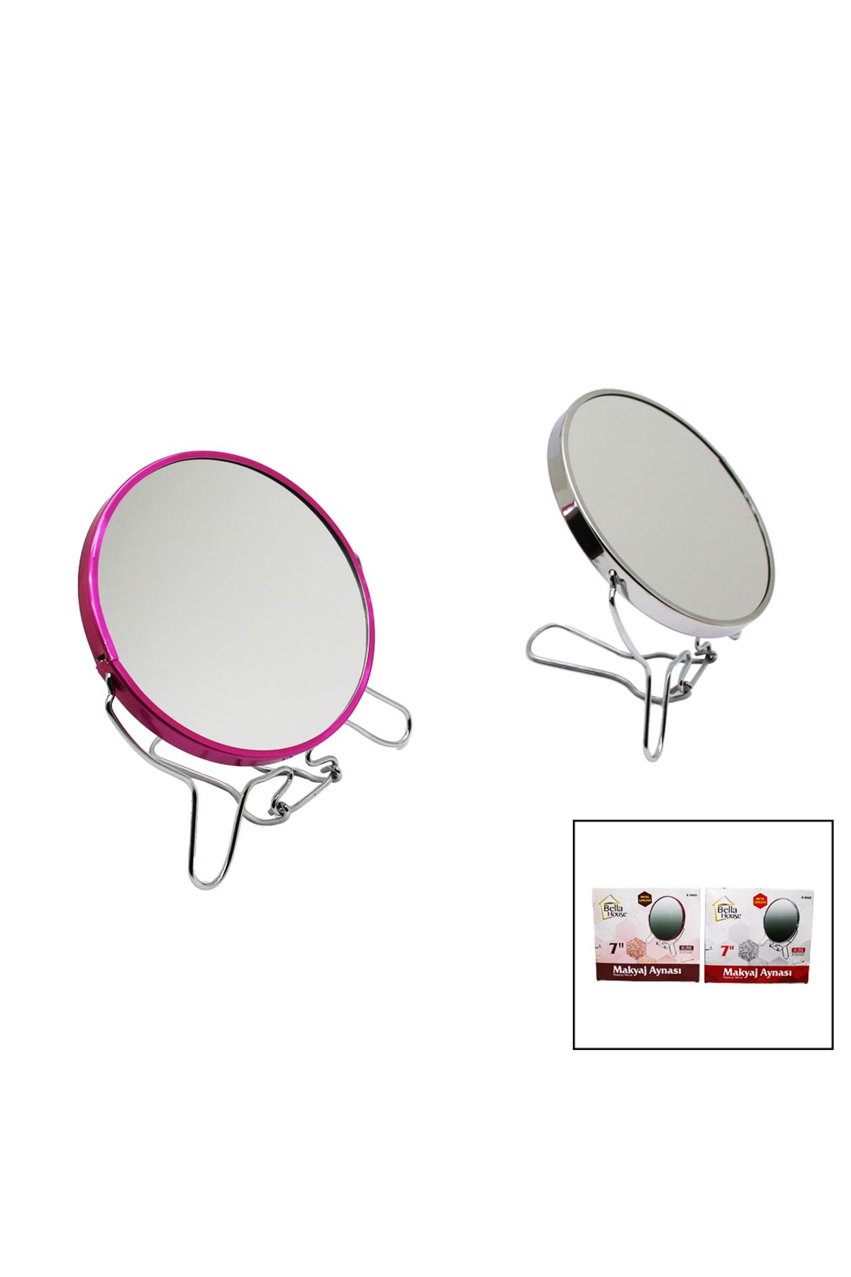 STOREMAX nffastore 7 inç YUVARLAK METAL ÇERÇEVE ÇİFT YÖNLÜ MAKYAJ AYNASI Star Collectionbuy 1051353