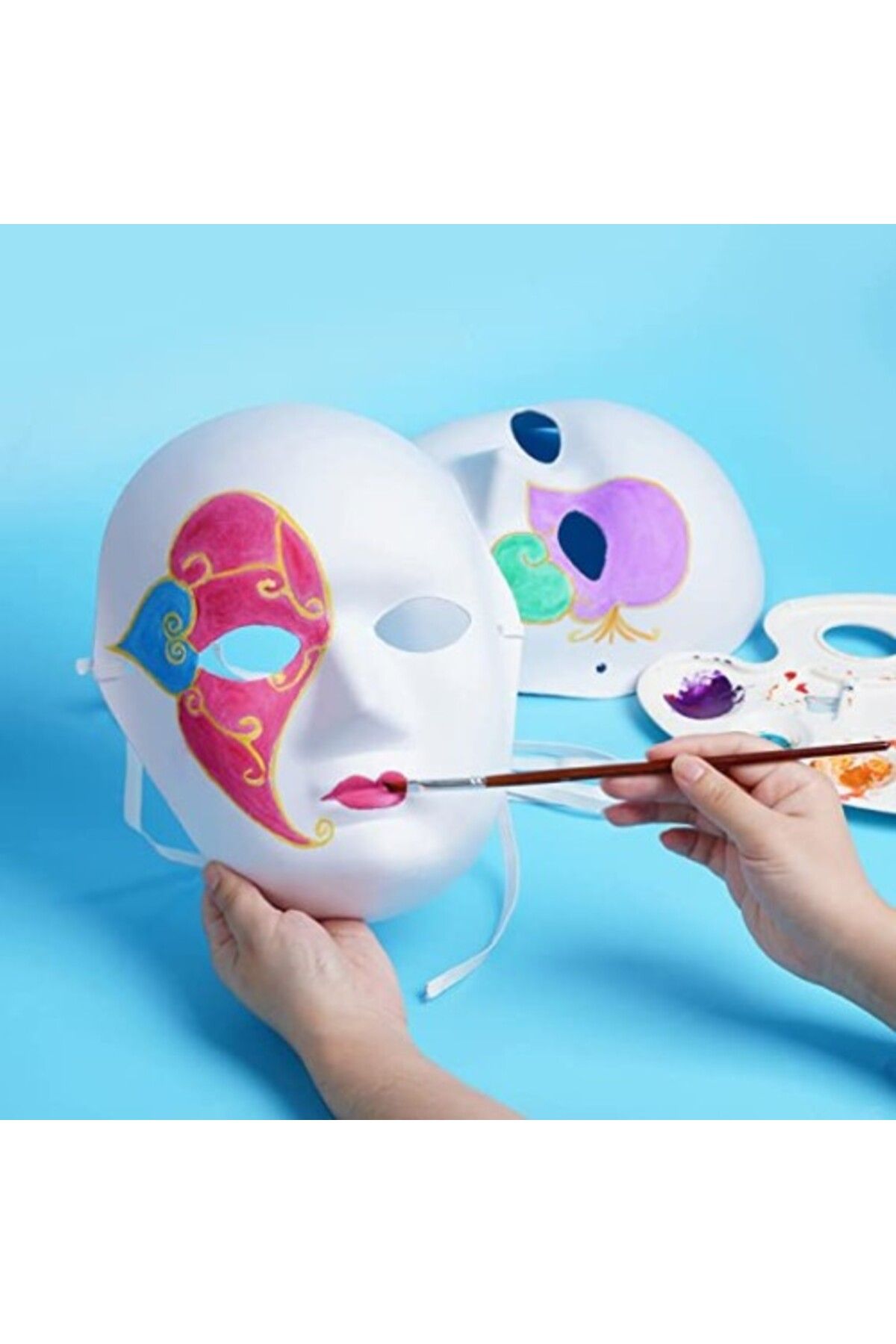 estevia Beyaz Renk Boyanabilir Anonim Tam Yüz Cosplay Maske 24X18 Cm Yeni!!!