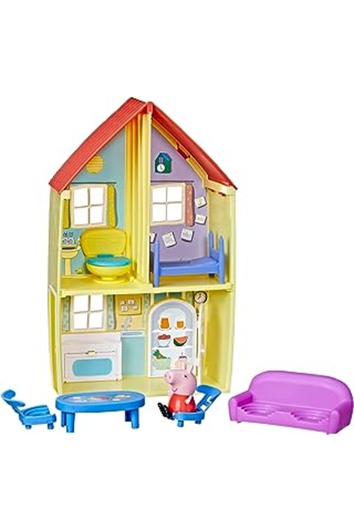 Pazarcan Peppa Pig Peppa'Nın Maceraları Peppa'Nın Evi Oyun Seti, Peppa Pig Figürü Ve 6 Aksesuar, 3 Yaş Ve Üs