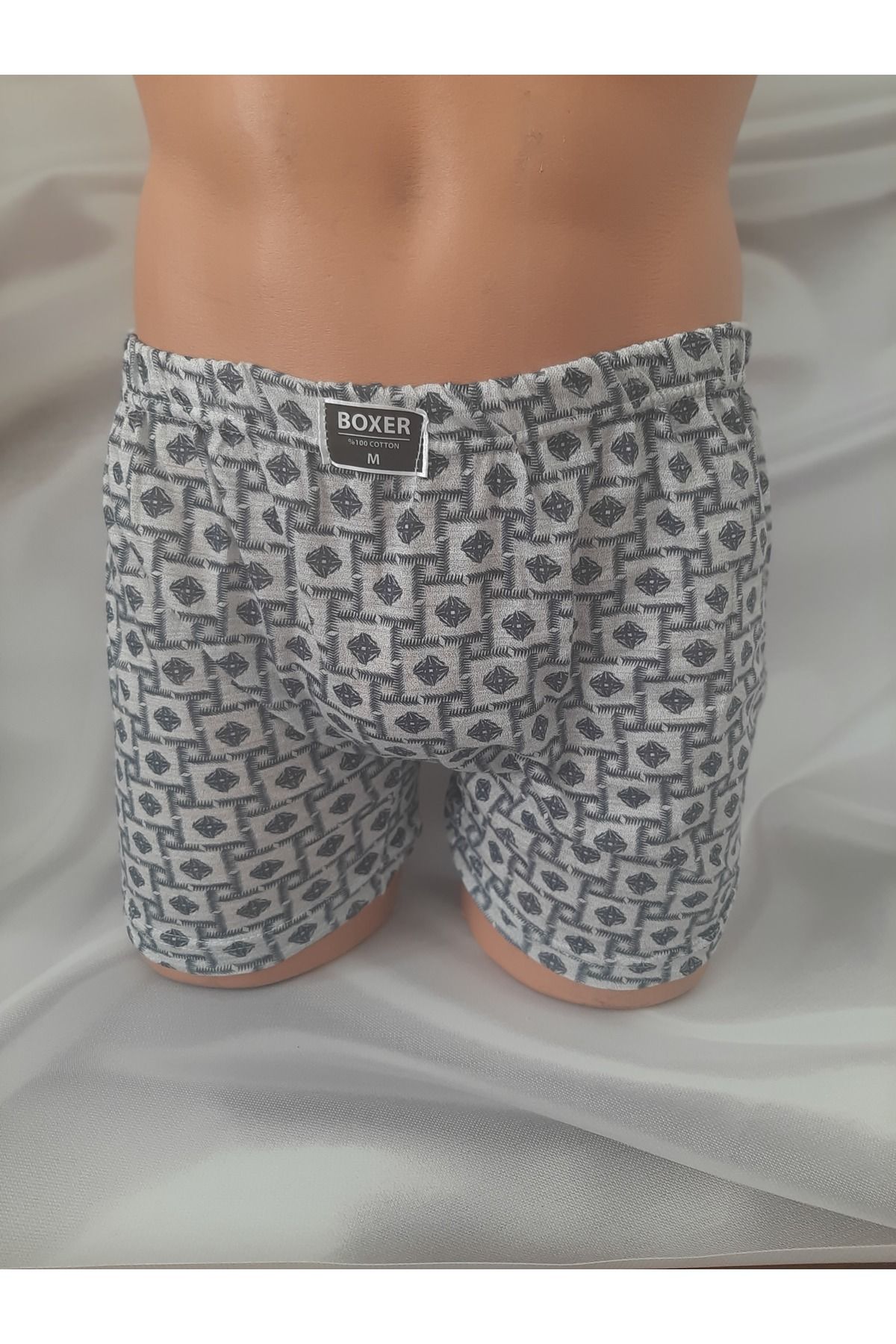 Butik Mavi desenli %100 pamuk cotton rahat kullanışlı erkek boxer