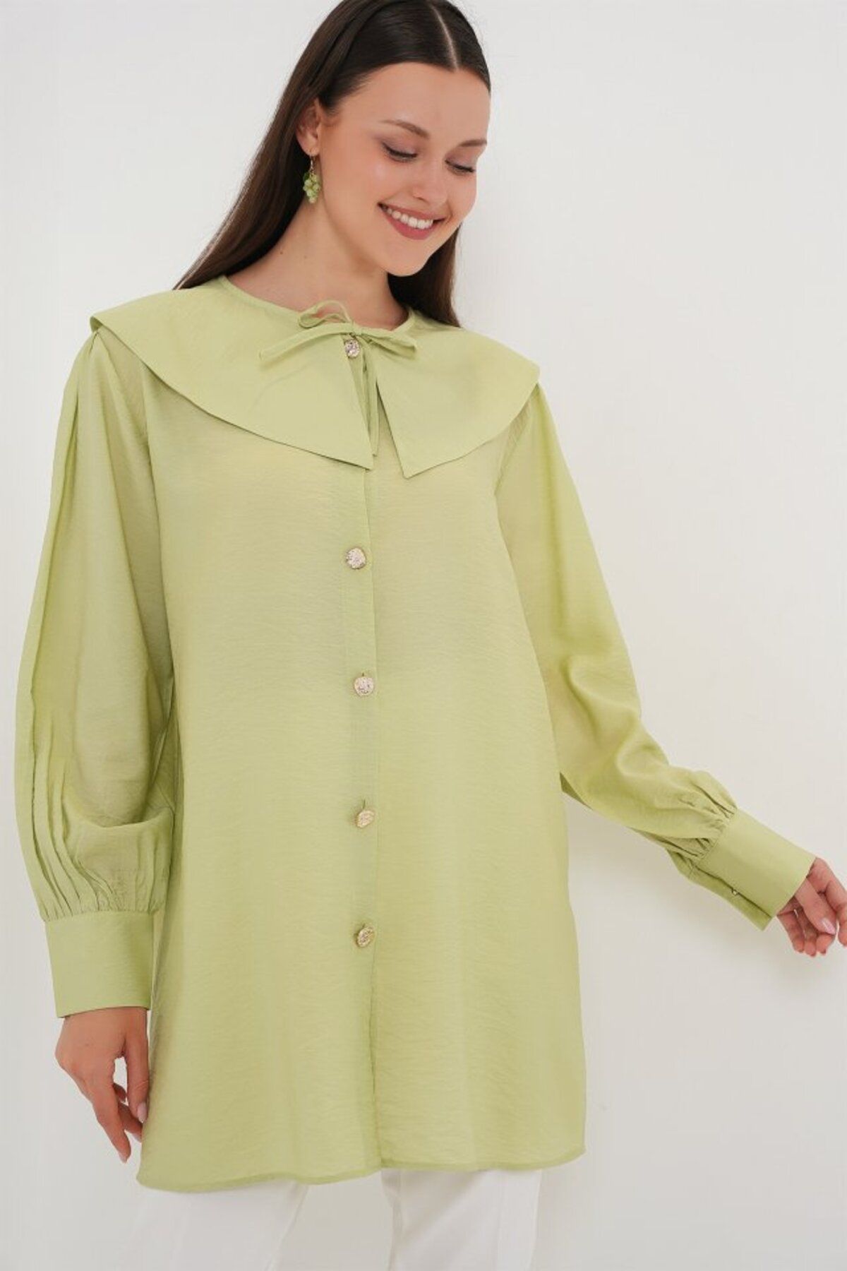 ETİLER COLLECTION Bebe Yaka Uzun Tunik 5967 - E.Yeşil