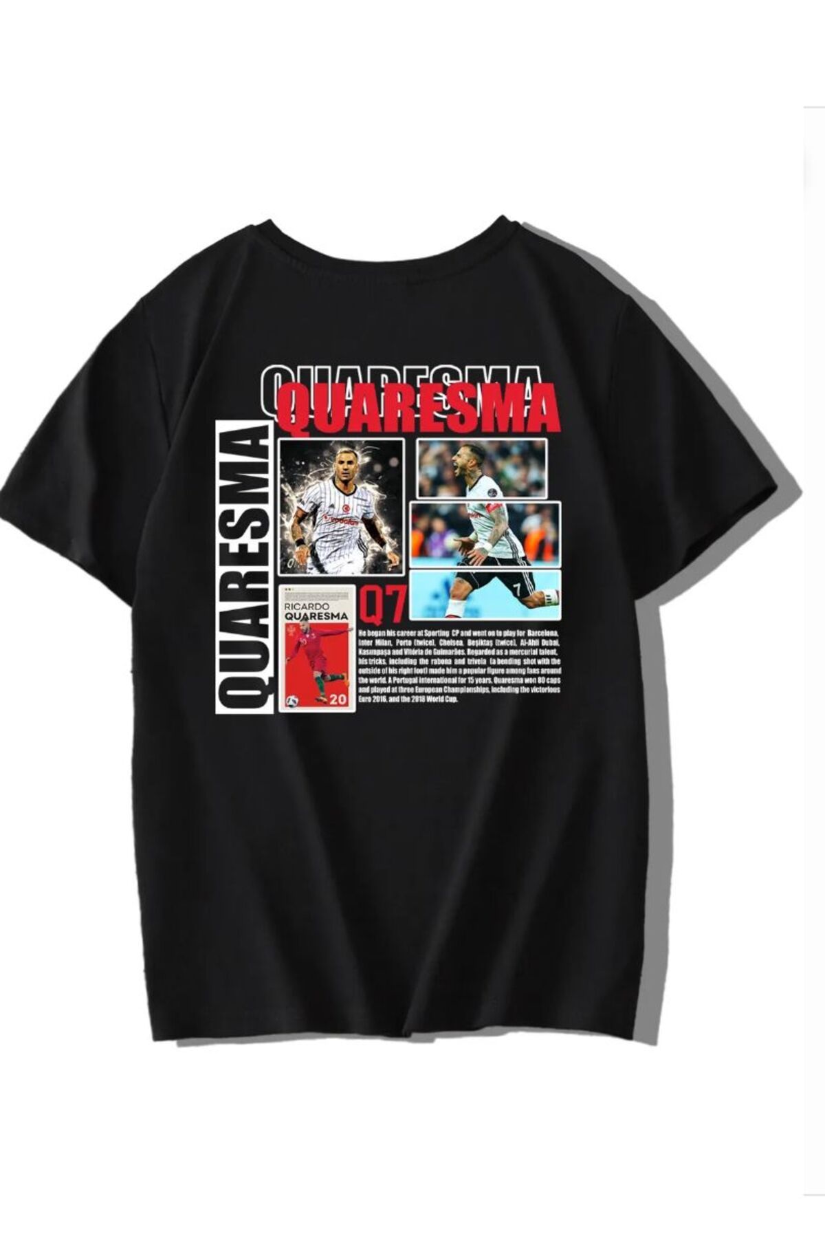 Framgan Erkek/Kadın QUARESMA Özel Baskılı Günlük Kısa Kol Bisiklet Yaka Pamuklu T-Shirt