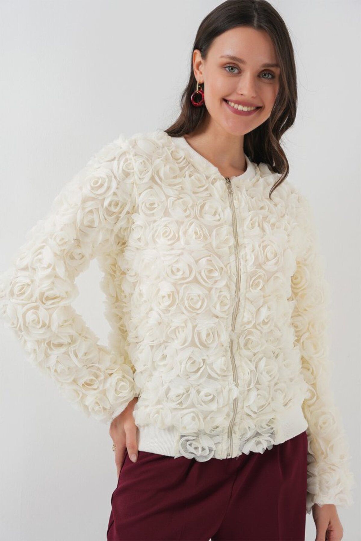 ETİLER COLLECTION 0719 Güllü Ceket - Ekru
