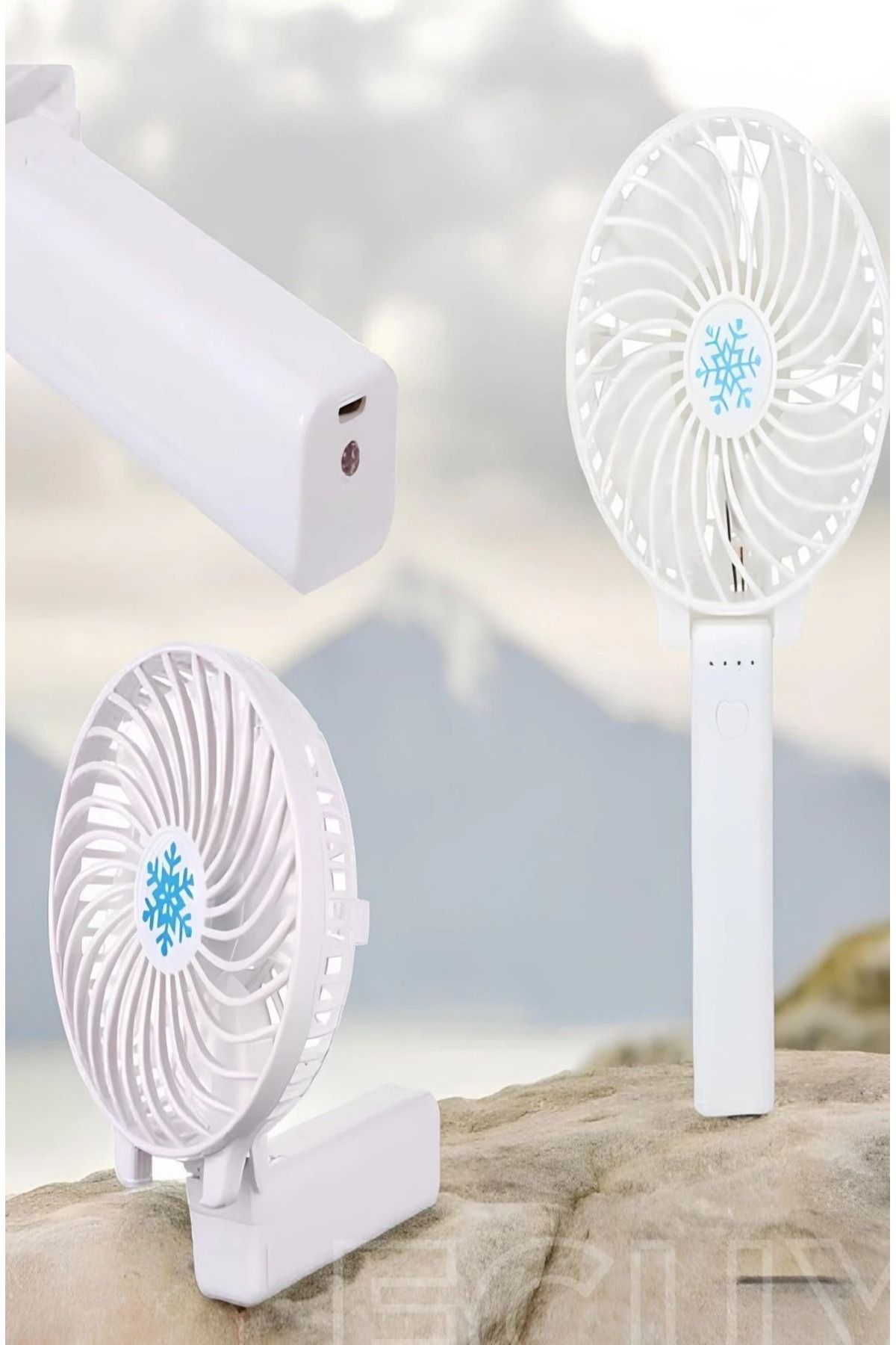 Home Şarjlı Taşınabilir El Fanı – 3 Kademeli Katlanabilir Masa Üstü Vantilatör, Işıklı, Sessiz Mini Fan
