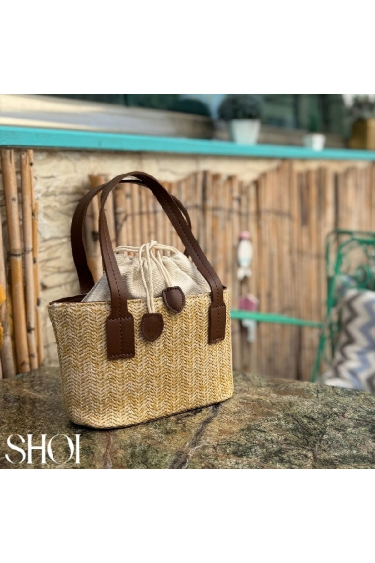 Shoi Luvi Bag Kahverengi Hasır Çanta