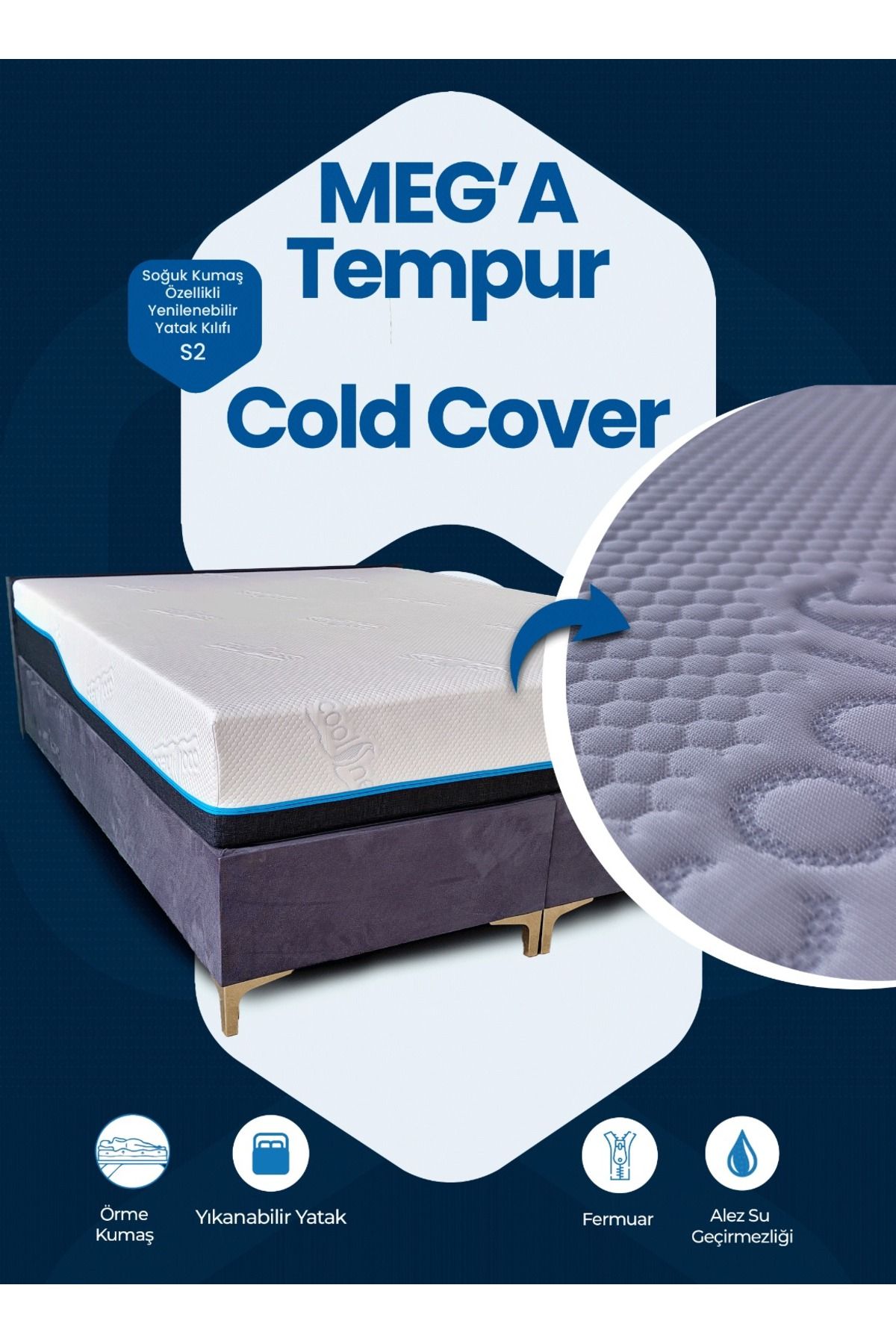 MEG'A Bedding Meg'a Tempur Cold Cover 20cm-25cm (YATAK KILIFI)