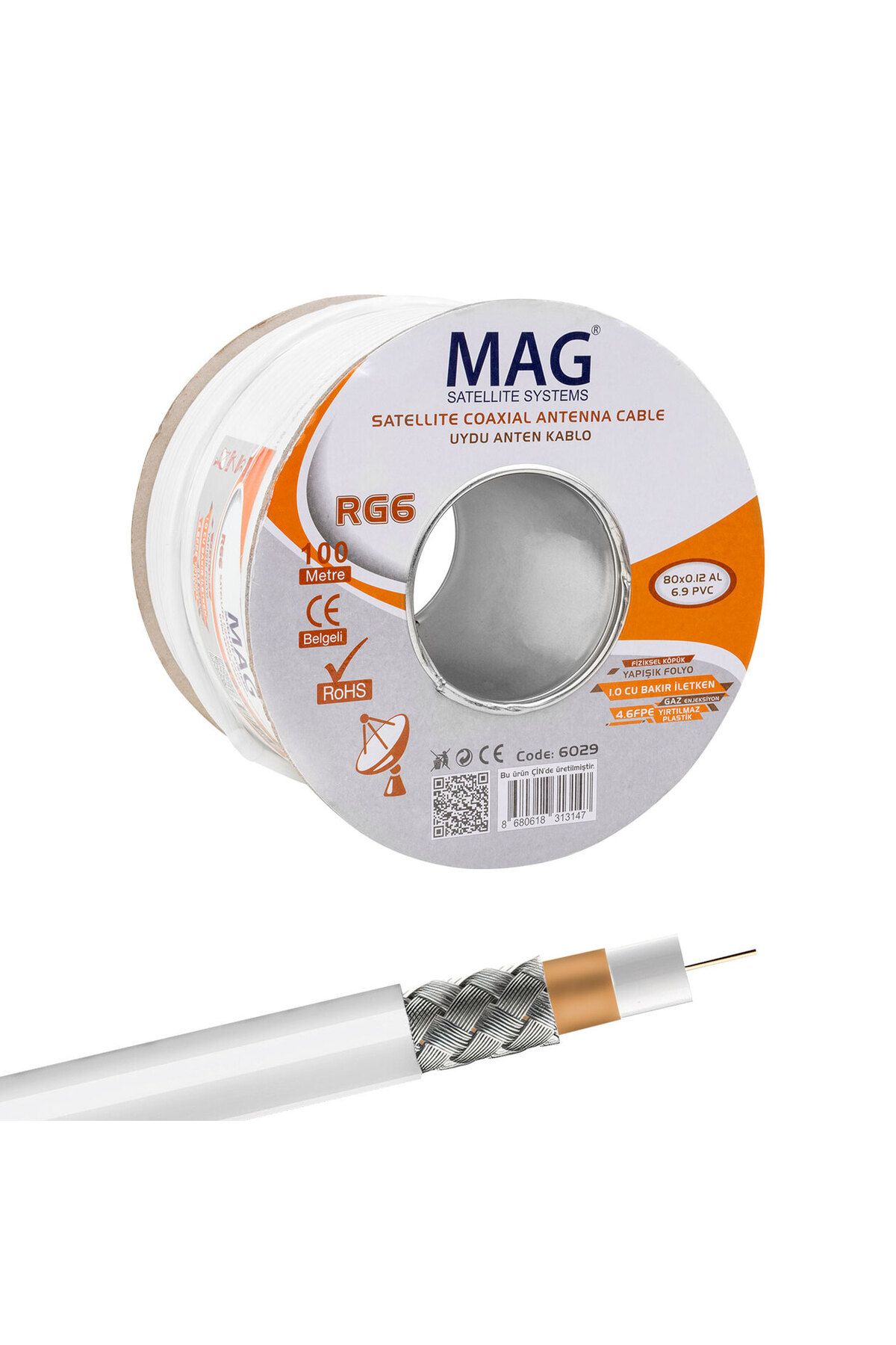 Zayla MAG RG6/U4 SAT1 BAKIR ANTEN KABLOSU (100 METRE) (5165)