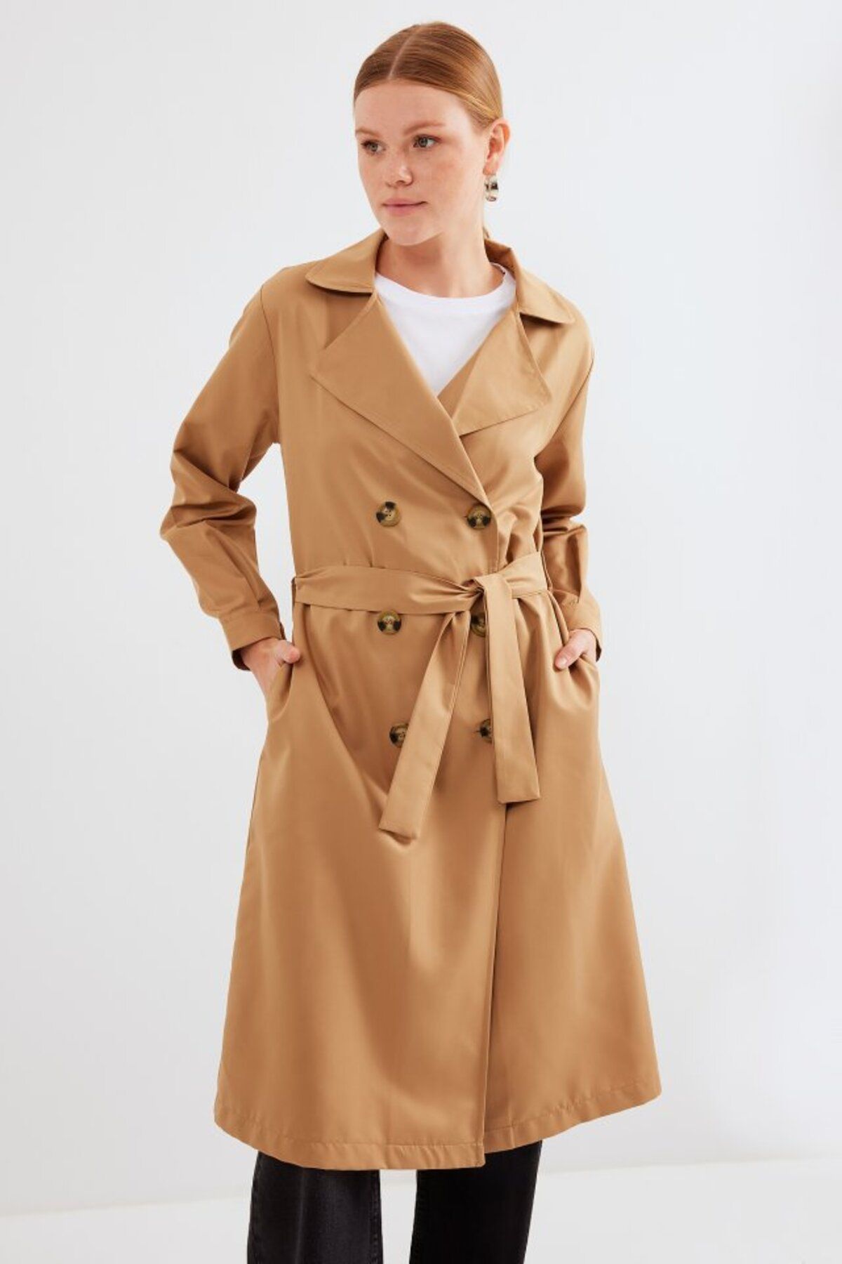 ETİLER COLLECTION 5853 Kruvaze Yaka Trençkot - Taba