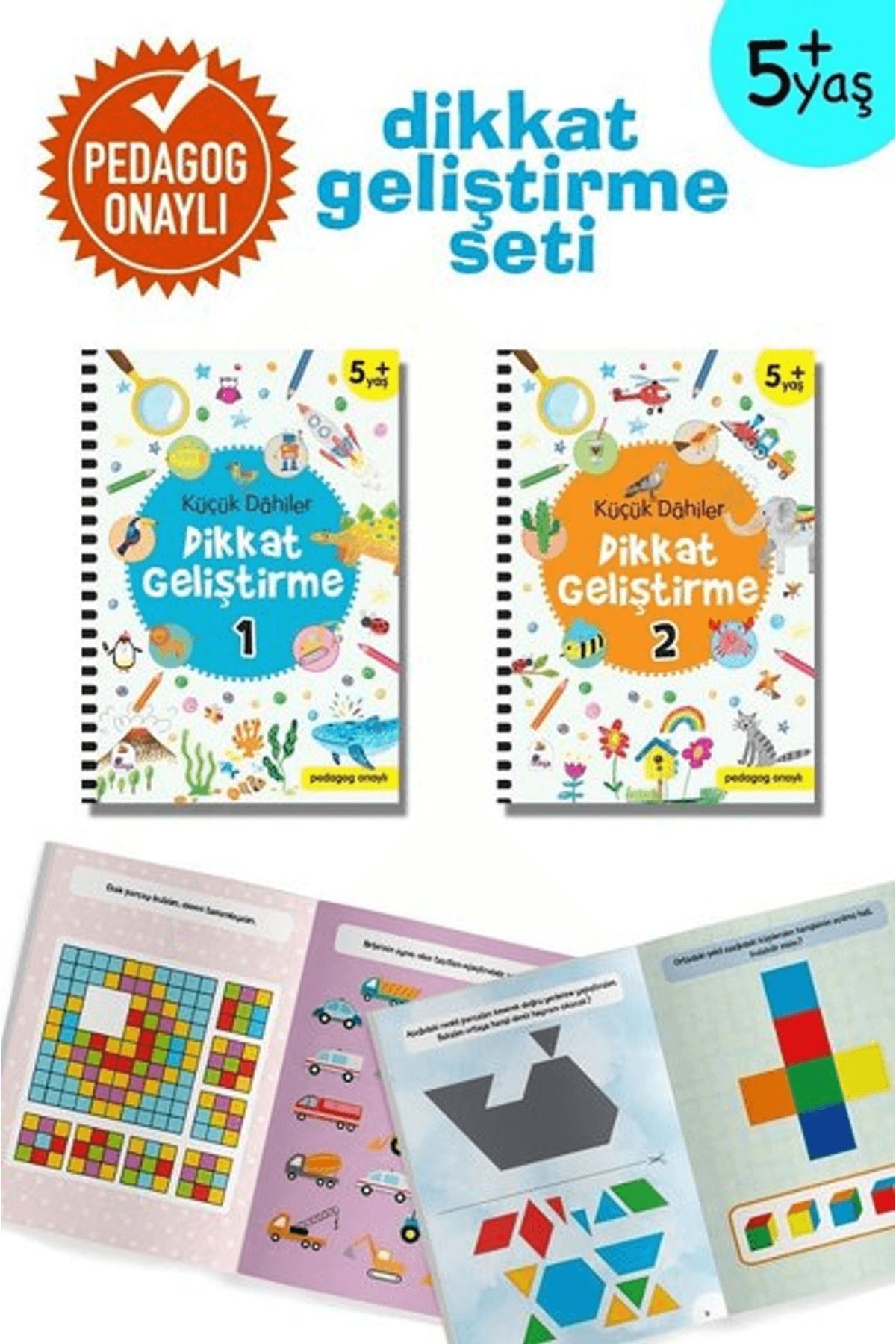 İndigo Çocuk Dahiler Dikkat Geliştirme Seti (2 Kitap Takım) 5+ Yaş (Pedagog Onaylı)