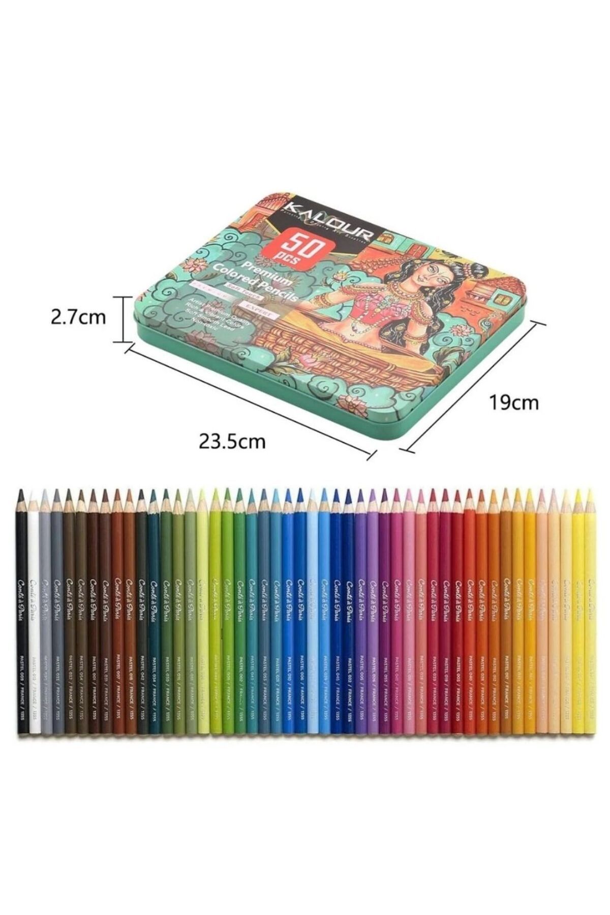 Mastro Art Kalour Profesyonel Permanent Kuru Boya Kalem Seti Metal Kutu 50'li Set